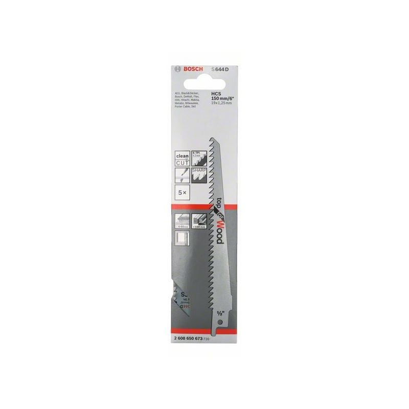 Bosch Säbelsägeblatt S 644 D, Top for Wood, 5er-Pack #2608650673