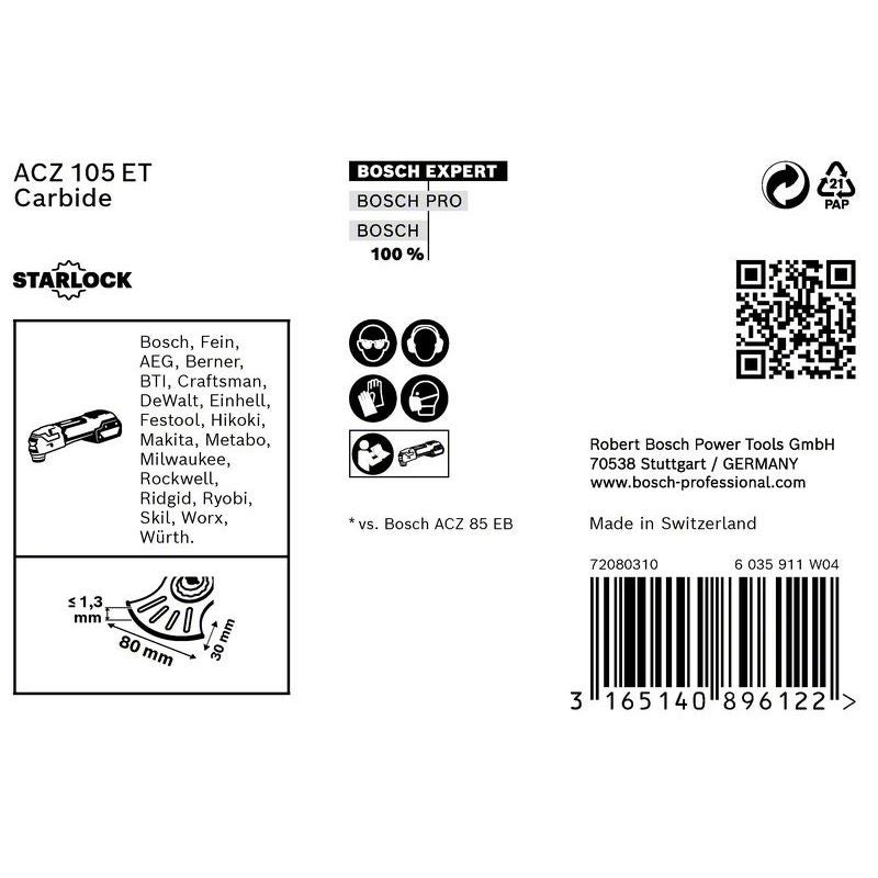 Bosch EXPERT ACZ 105 ET Multi Material Segmentsägeblatt, 5-tlg. #2608664207