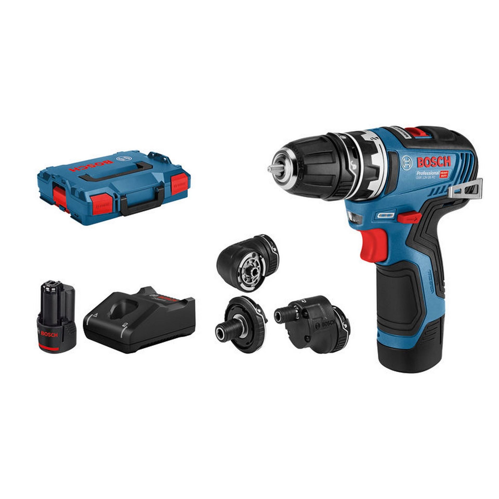 Bosch Akku-Bohrschrauber GSR 12V-35 FC, mit 2 x 3.0 Ah Li-Ion Akku, 4 Aufsätze, L-BOXX #06019H3000
