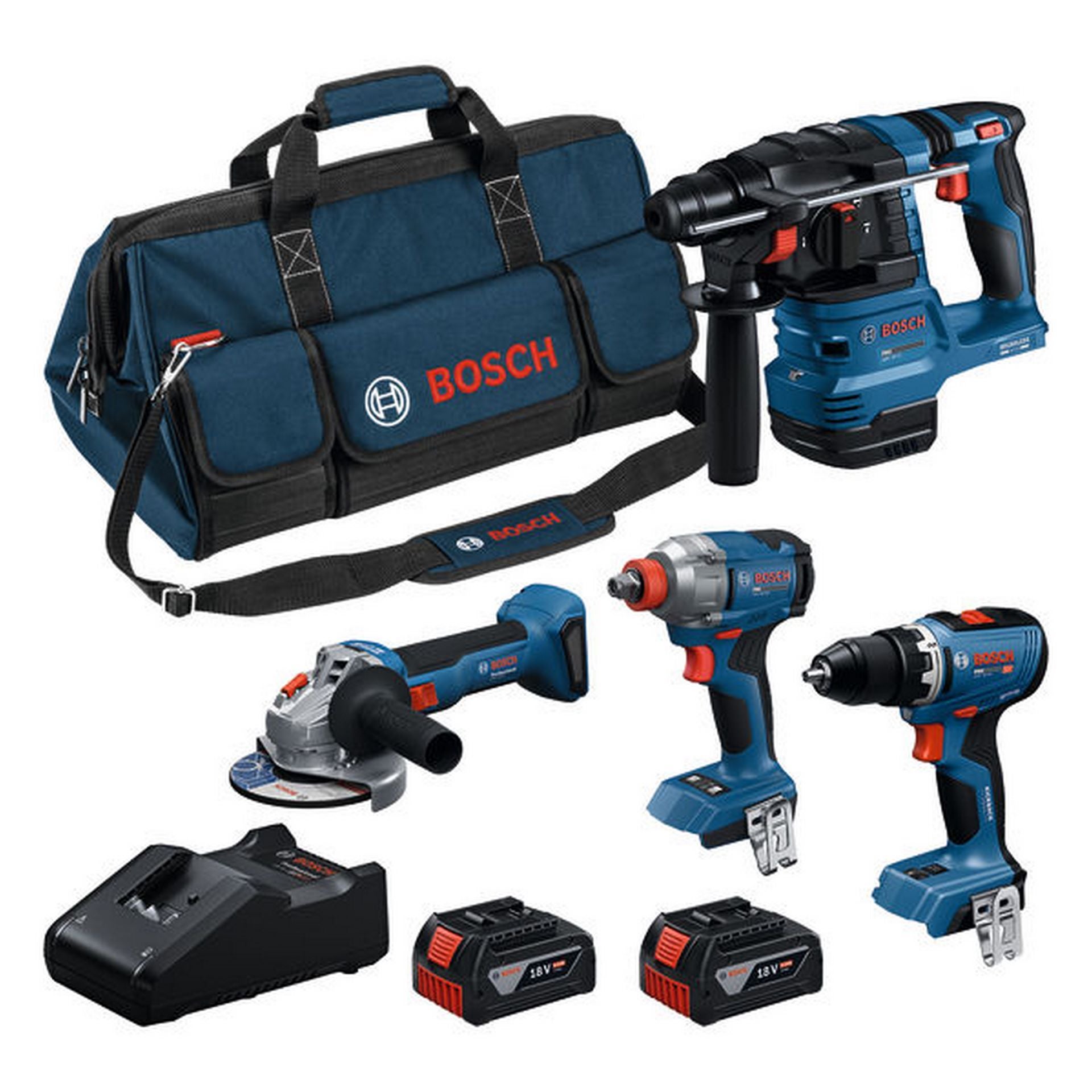 Bosch Combo Kit 18V GSR+GDX+GBH+GWS+2x5.0+GAL18V-40 #0615A500BK