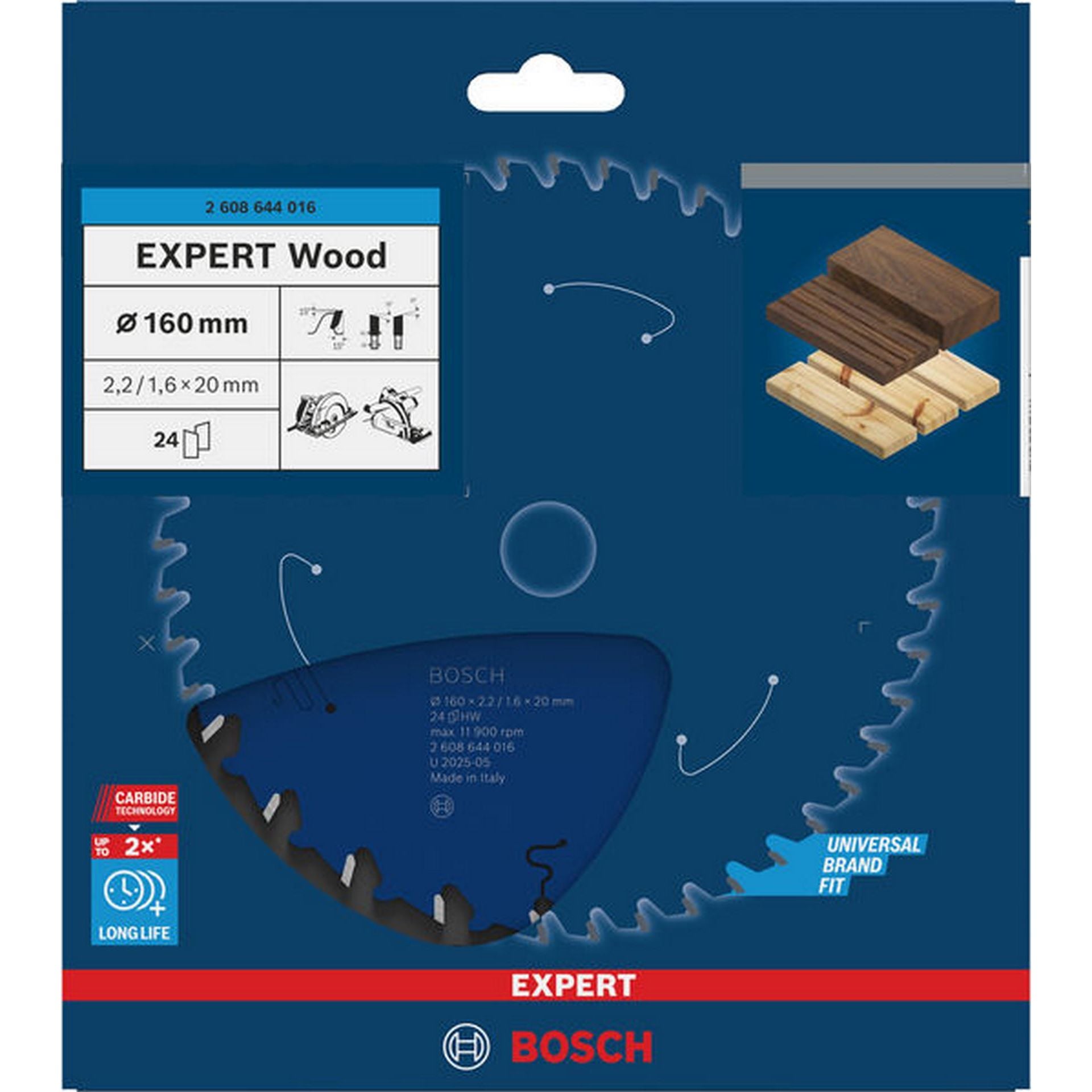 Bosch EXPERT Wood Kreissägeblatt, 160x2,2/1,6x20 mm, Z24 #2608644016