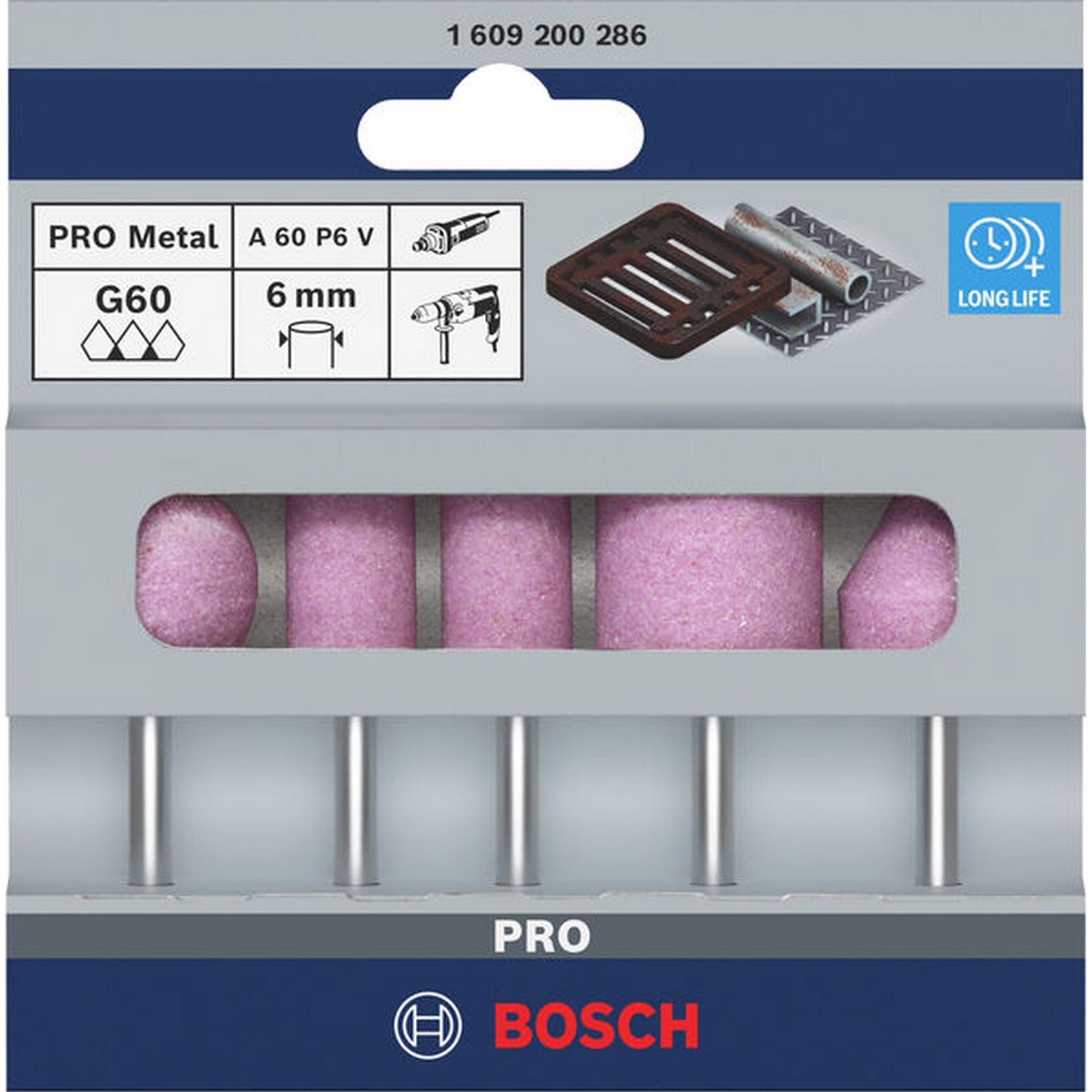 Bosch PRO Steel Schleifstiftset, 25 x 24, 15 x 30, 25 x 25, 20 x 25 mm, G60, 5-tlg. #1609200286