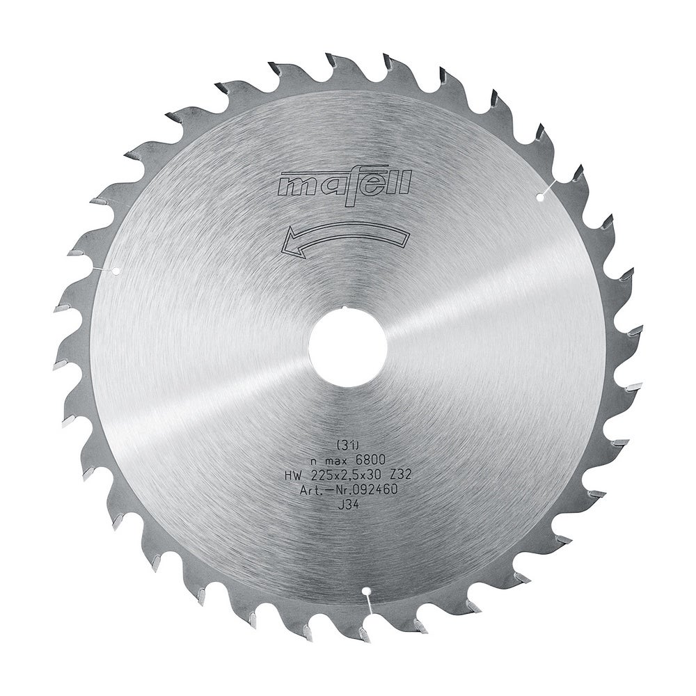 Mafell Sägeblatt-HM, 225 x 1,8/2,5 x 30 mm, Z 32, WZ für universellen Einsatz #092460