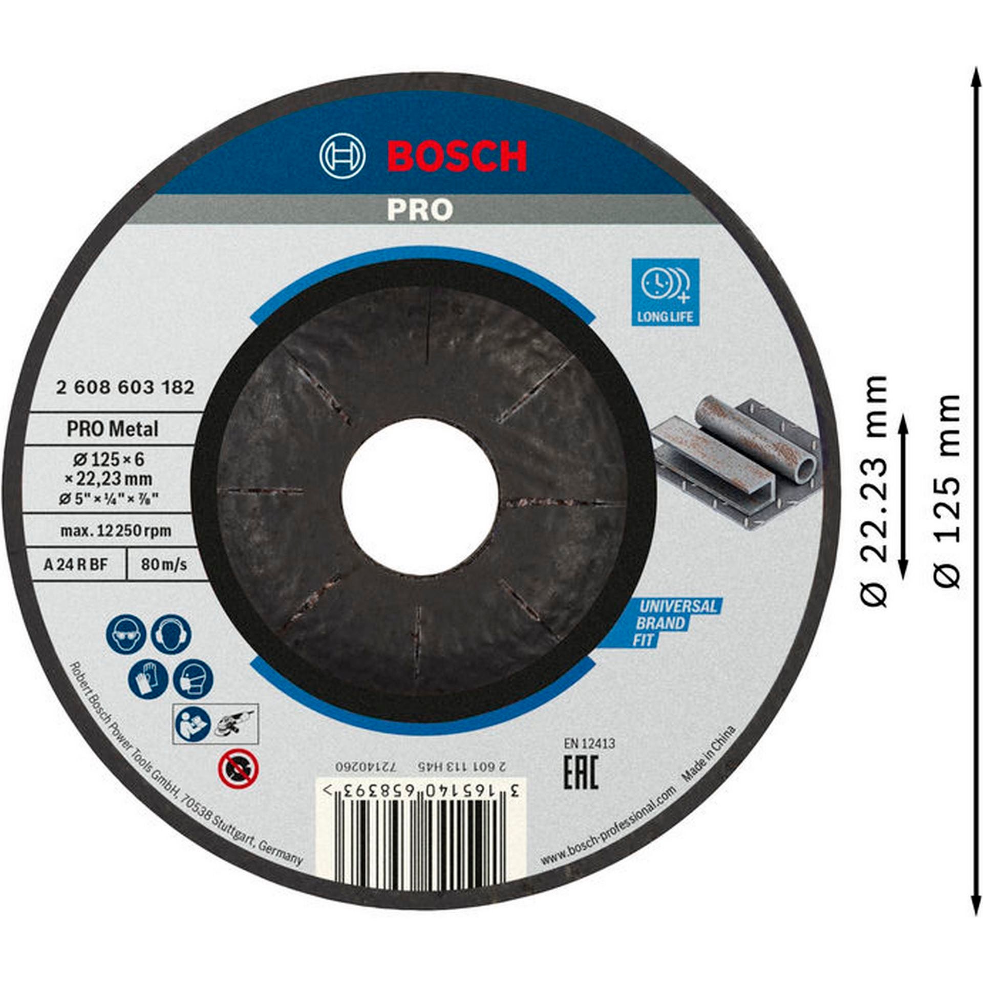 Bosch PRO Metal Schleifscheibe, 125 x 6 x 22.23 mm #2608603182