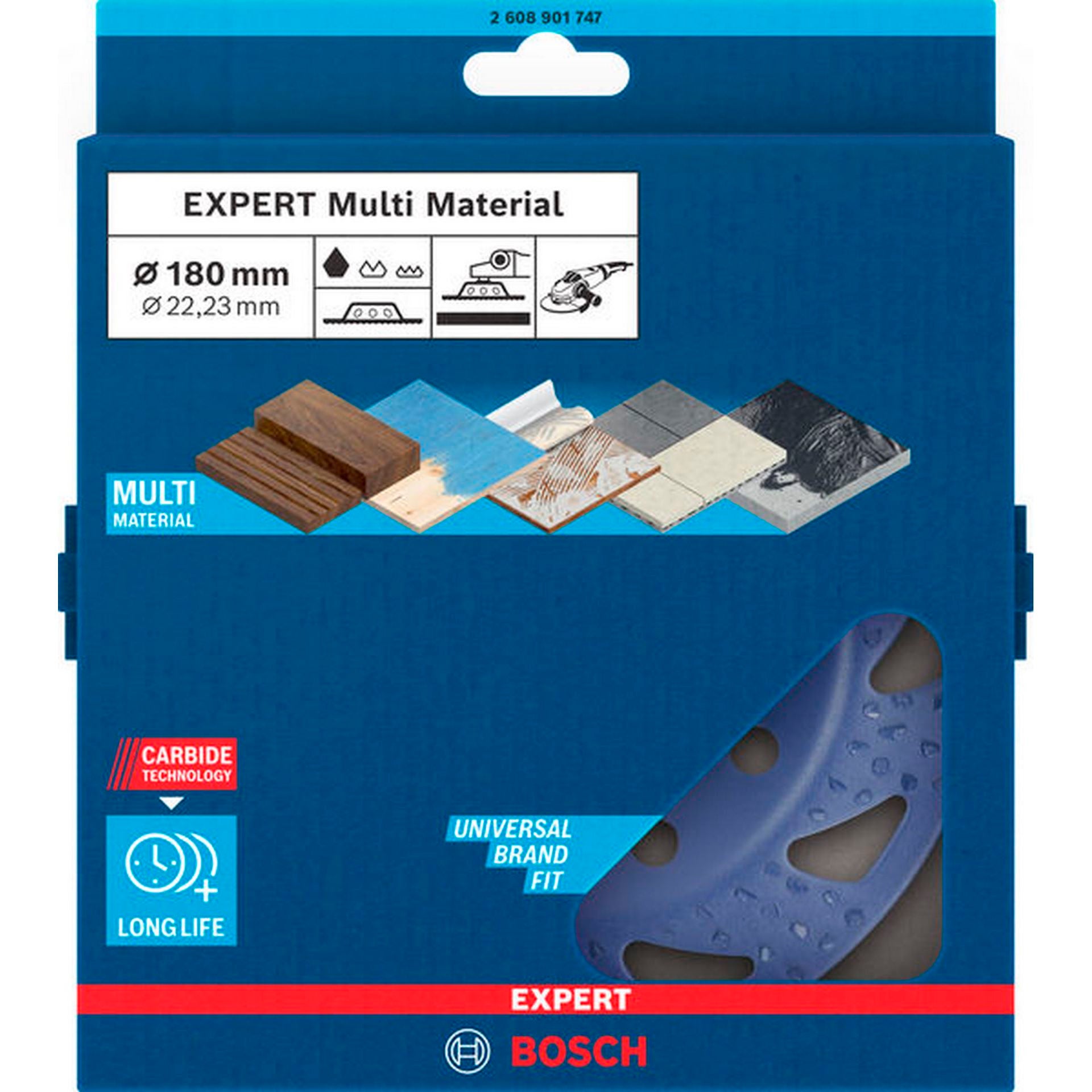 Bosch EXPERT Multi Material Carbide-Topfscheibe grob, flach, 180 mm, 22,23 mm #2608901747