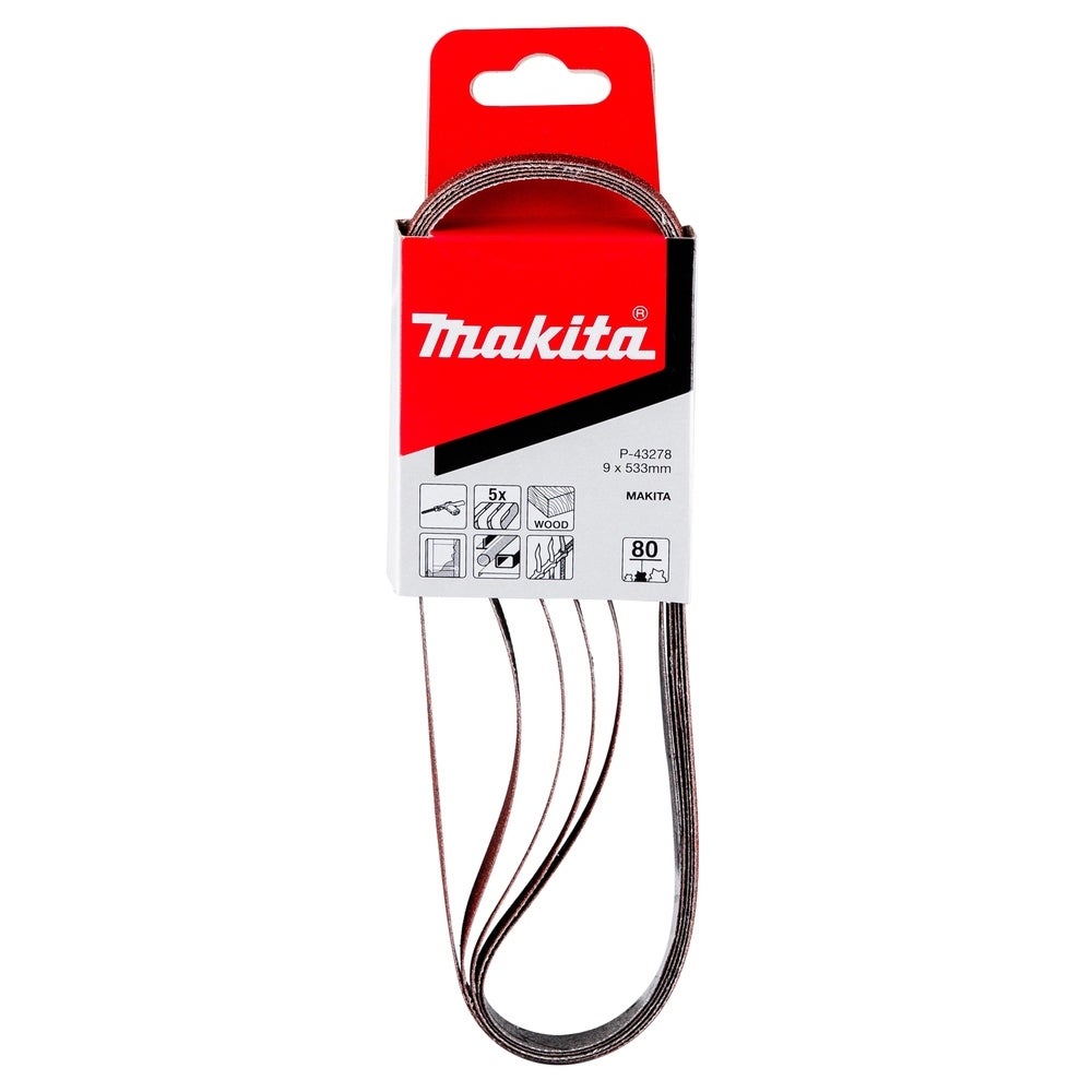 Makita Schleifband 9 x 533 mm, K80, 5 Stk. #P-43278