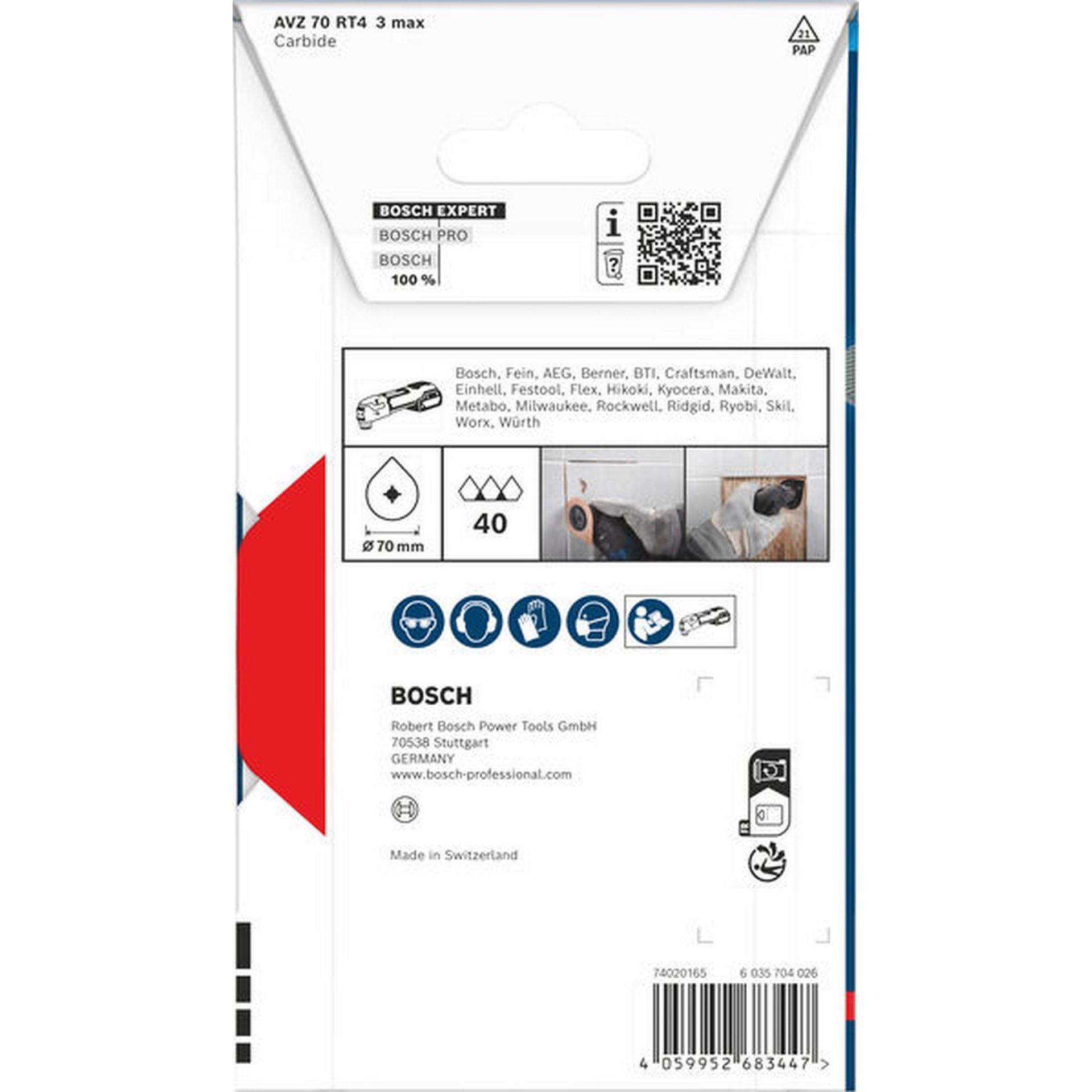 Bosch EXPERT AVZ 70 RT4 3 max Fugenentfernungsplatte, Ø 70 mm #2608902055