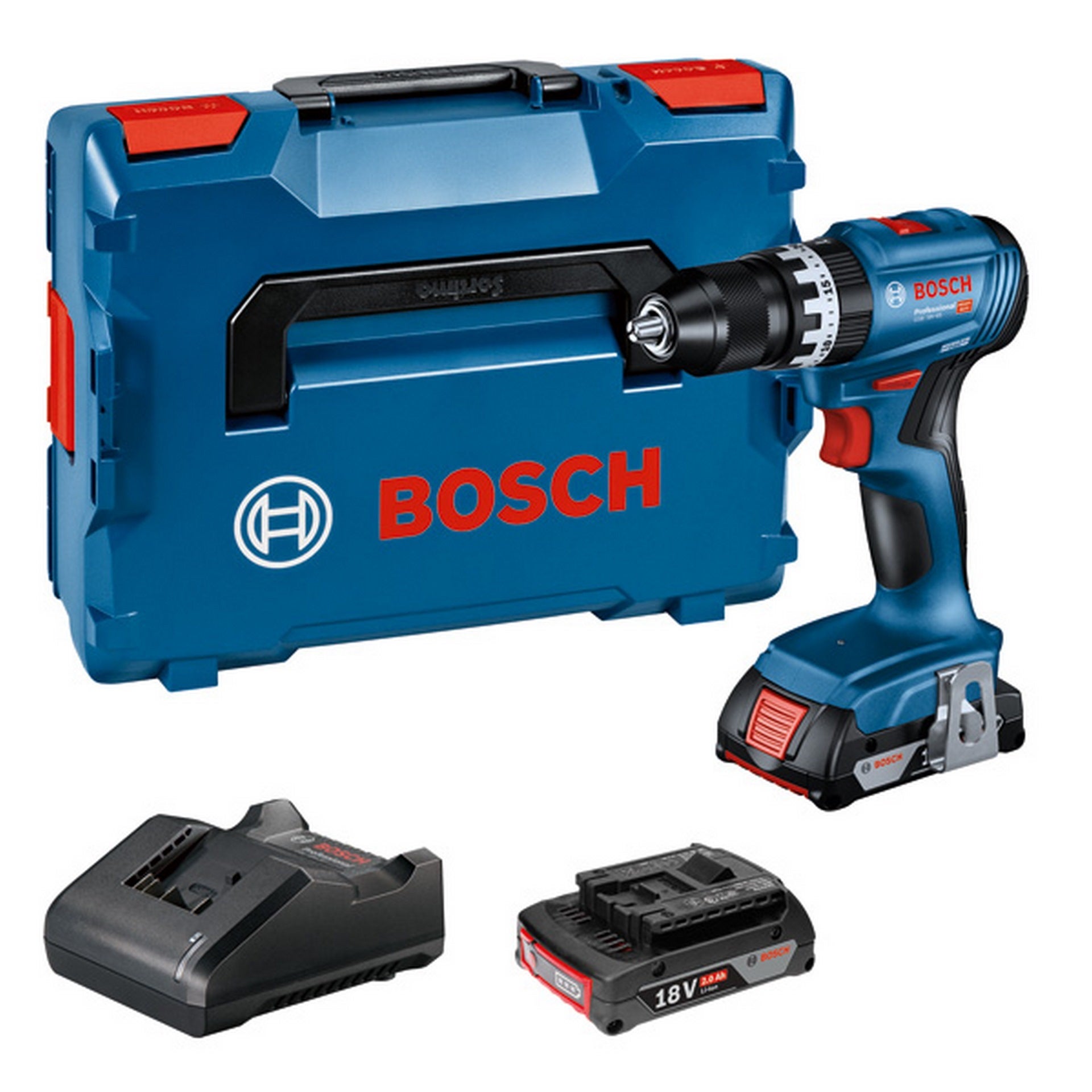 Bosch Akku-Schlagbohrschrauber GSB 18V-45, 2 x Akku GBA 18V 2.0Ah in L-BOXX #06019K3303