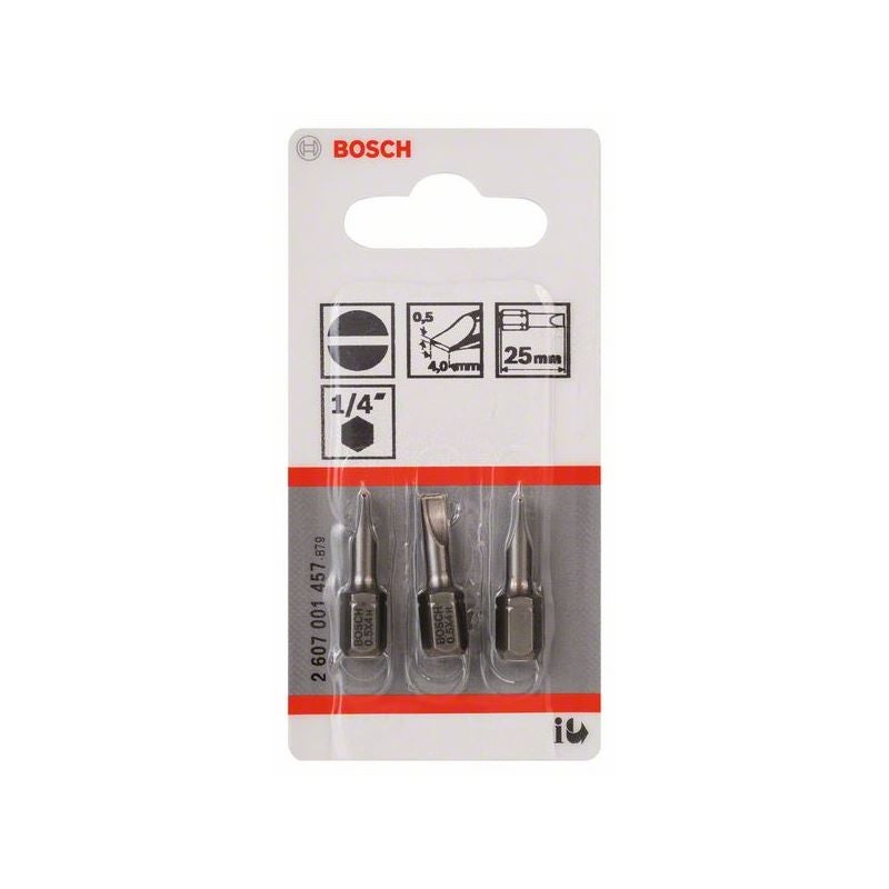 Bosch Schrauberbit Extra-Hart S 0,5 x 4,0, 25 mm, 3er-Pack #2607001457