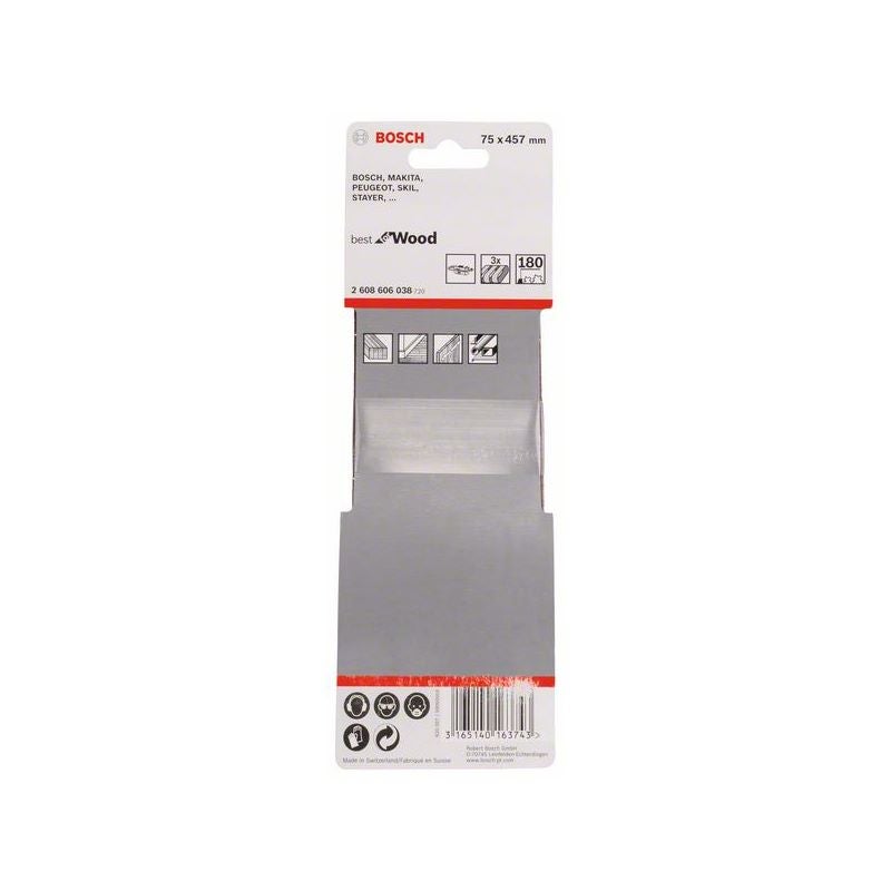Bosch PRO X440 Schleifband, 75 x 457 mm, G180, 3-tlg. #2608606038