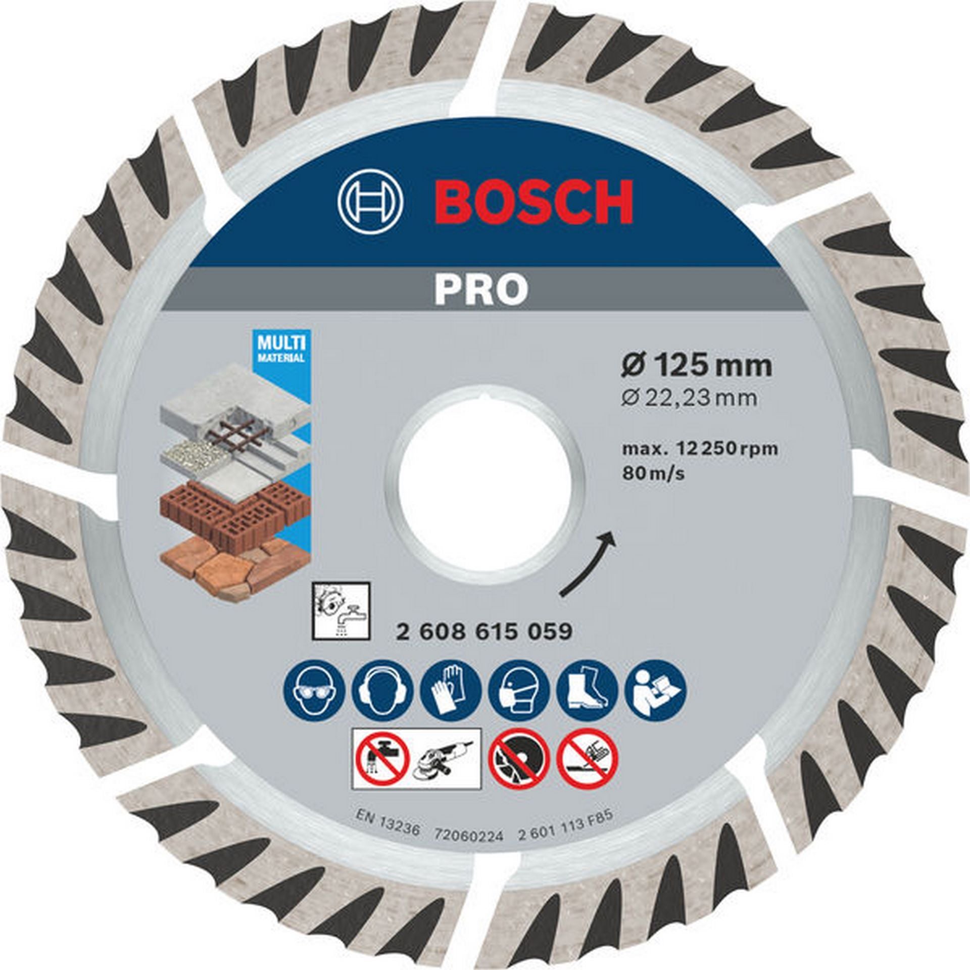 Bosch PRO Multi Material Diamanttrennscheibe, 125 x 22,23 mm, 10-tlg. #2608615060