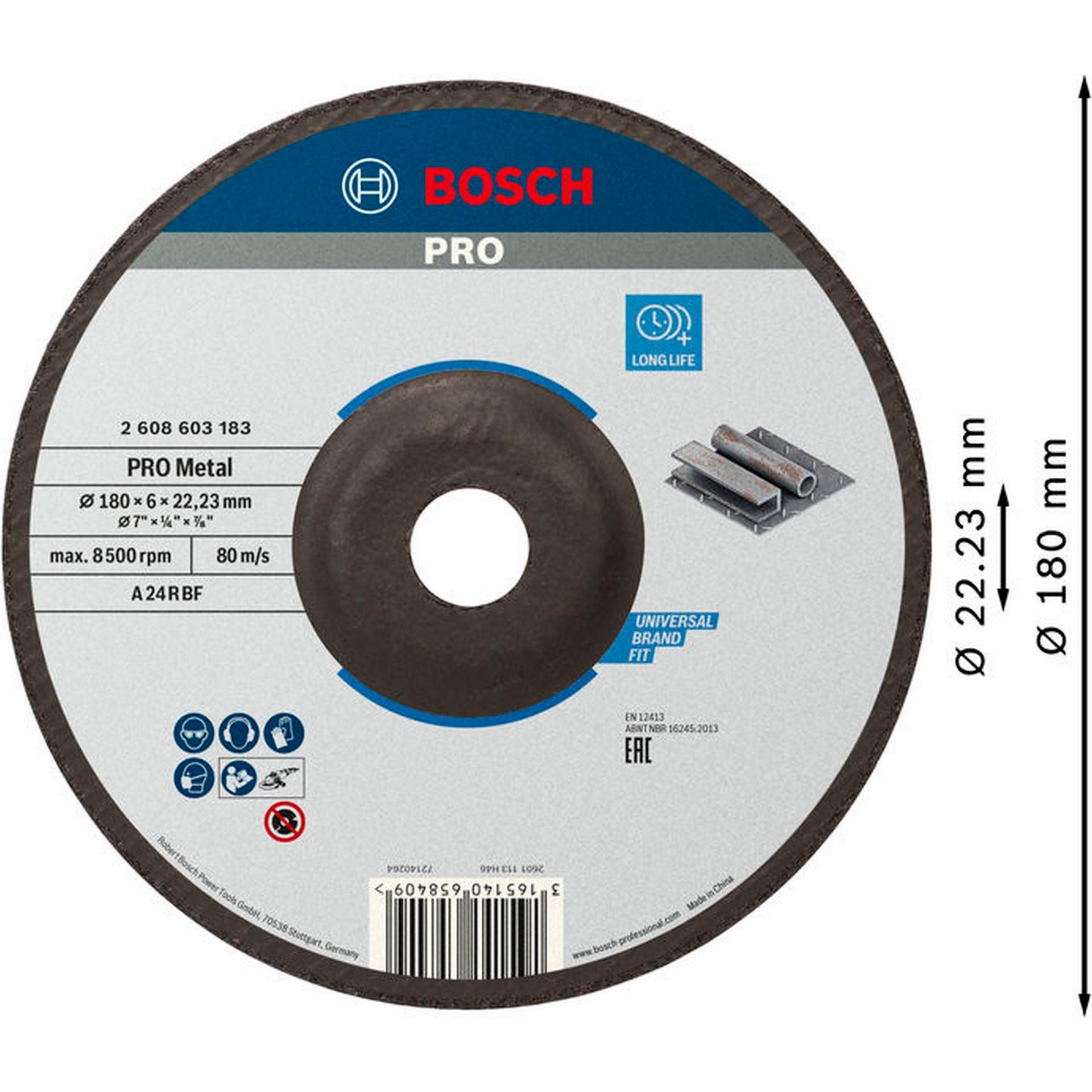 Bosch PRO Metal Schleifscheibe, 180 x 6 x 22.23 mm #2608603183