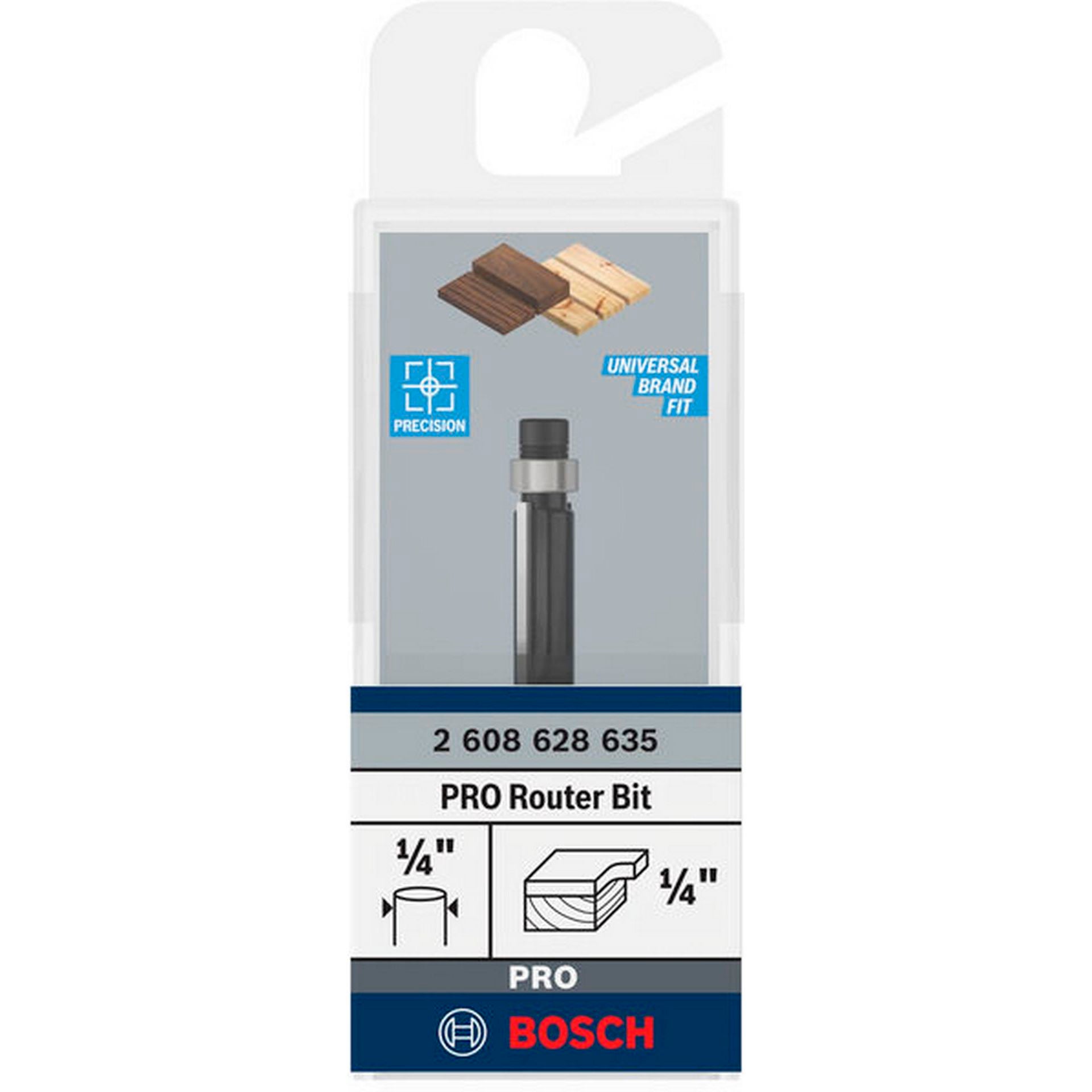 Bosch PRO Bündigfräser mit unterem Kugellager, D 1/4", L 21/32", S 1/4" #2608628635