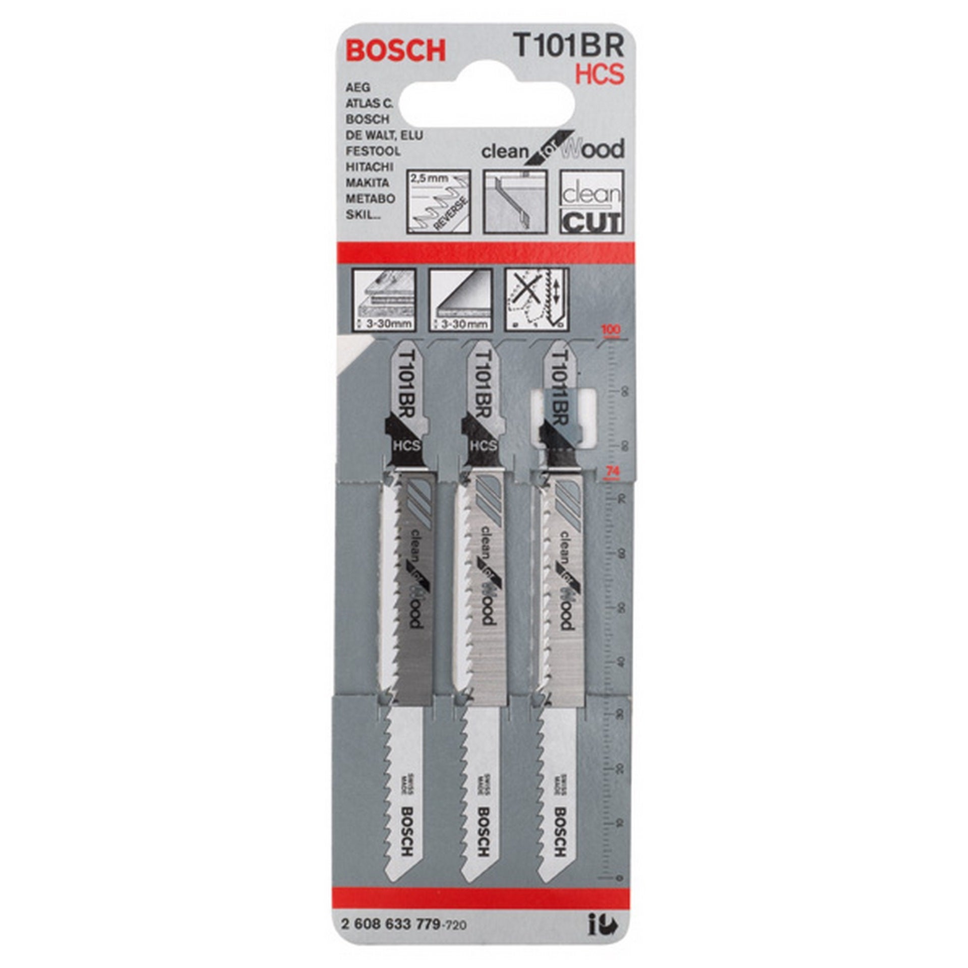 Bosch Stichsägeblatt T 101 BR Clean for Wood, 3er-Pack #2608633779