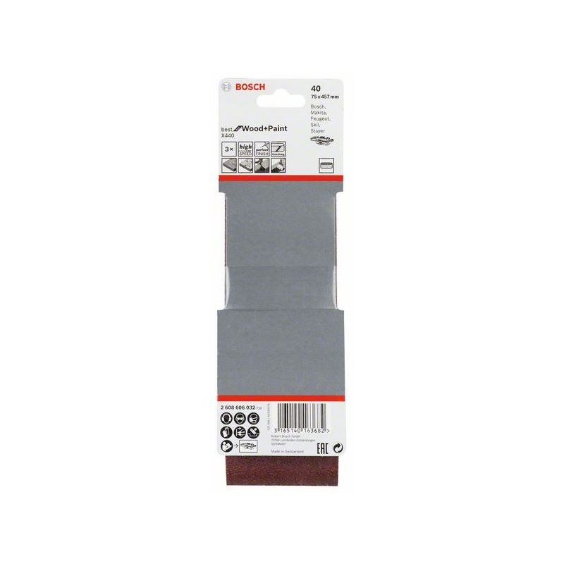 Bosch PRO X440 Schleifband, 75 x 457 mm, G40, 3-tlg. #2608606032