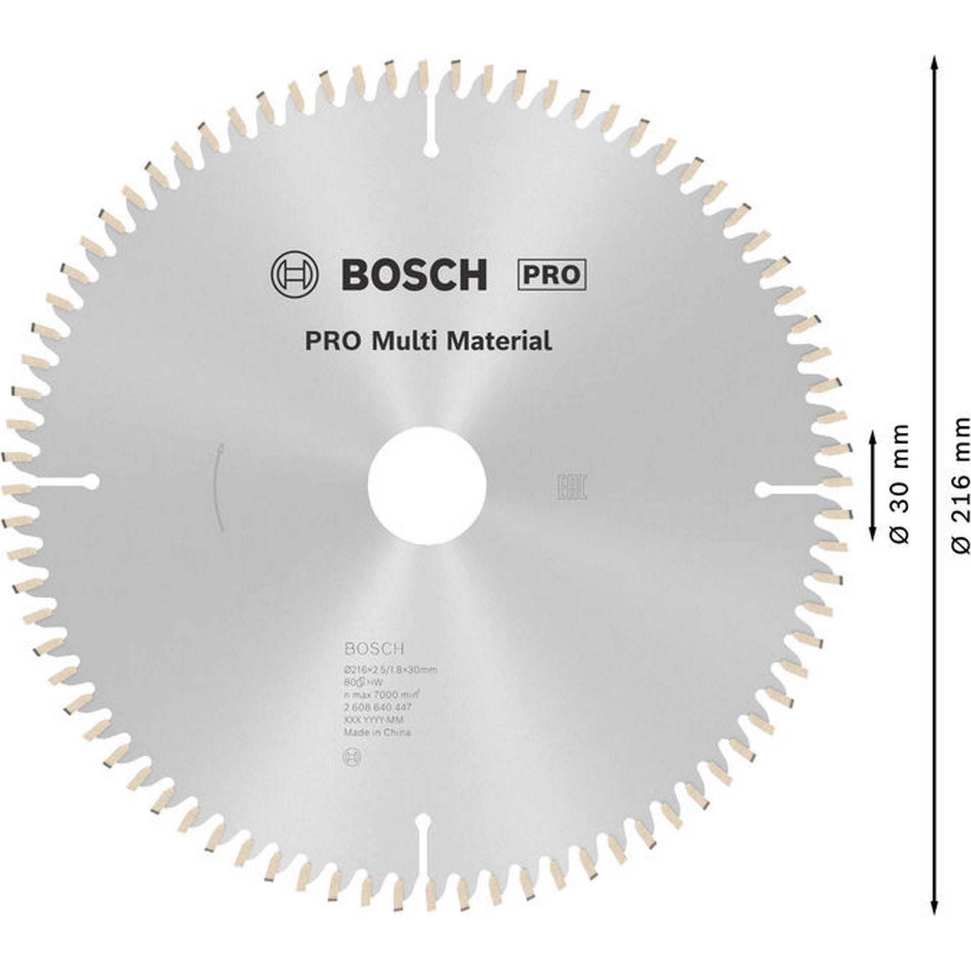 Bosch PRO Multi Material Kreissägeblatt, 216 x 2,5 x 30 mm, Z80 #2608640447