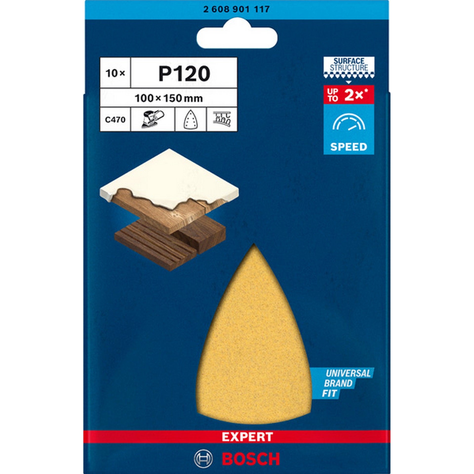 Bosch EXPERT C470 Schleifblatt, 100x150mm, K120, 7 Löcher, 10-tlg. #2608901117