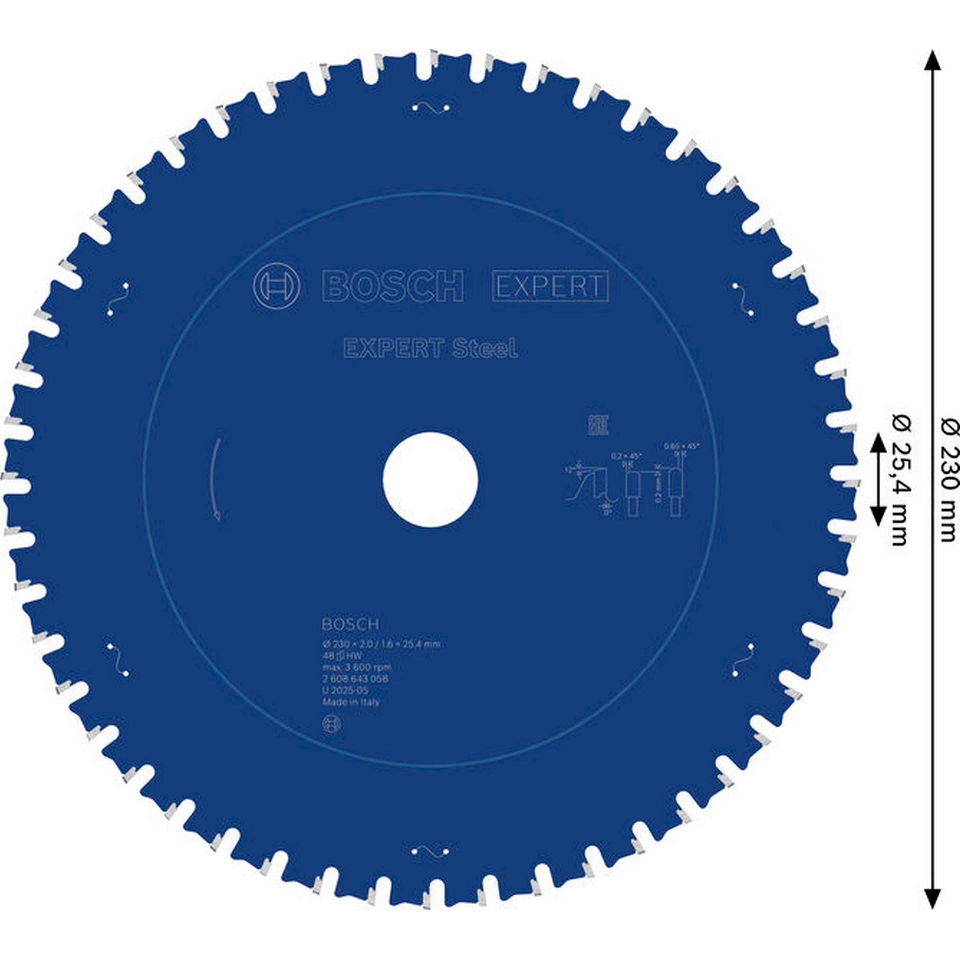 Bosch EXPERT Steel Kreissägeblatt, 230x2/1,6x25,4 mm, Z48 #2608643058