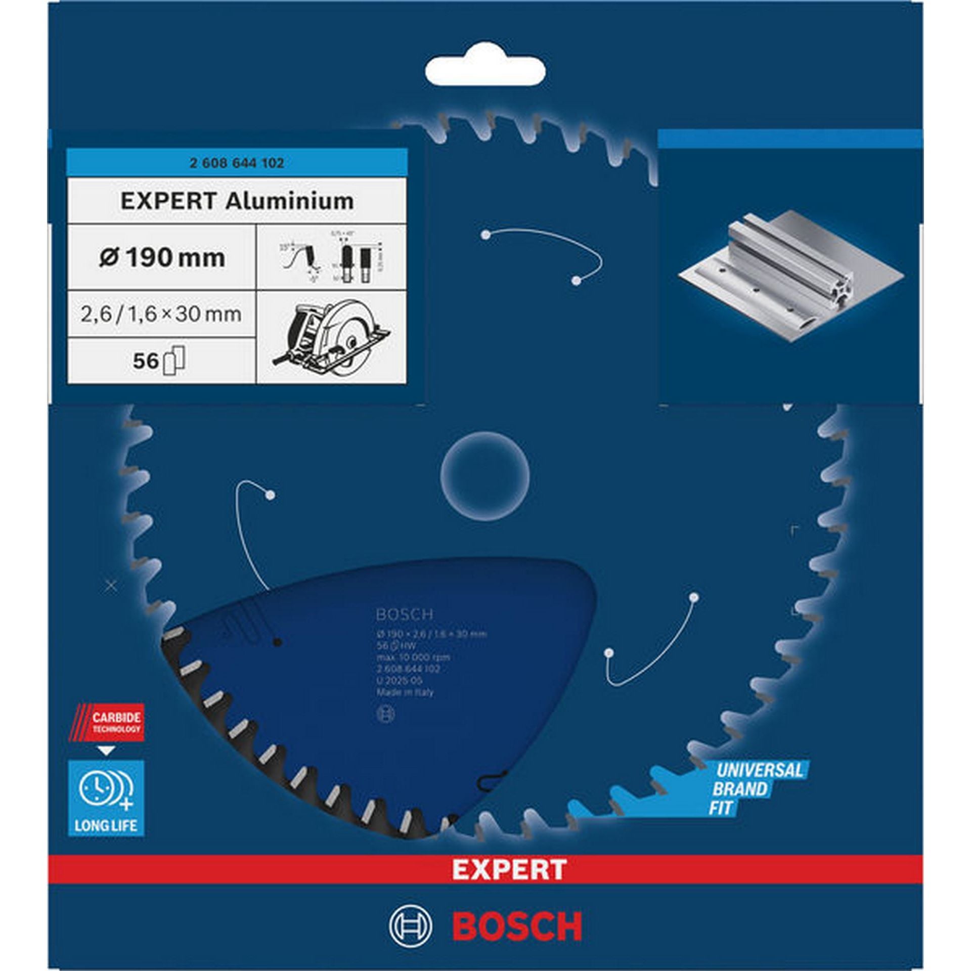 Bosch EXPERT Aluminium Kreissägeblatt, 190x2,6/1,6x30 mm, Z56 #2608644102