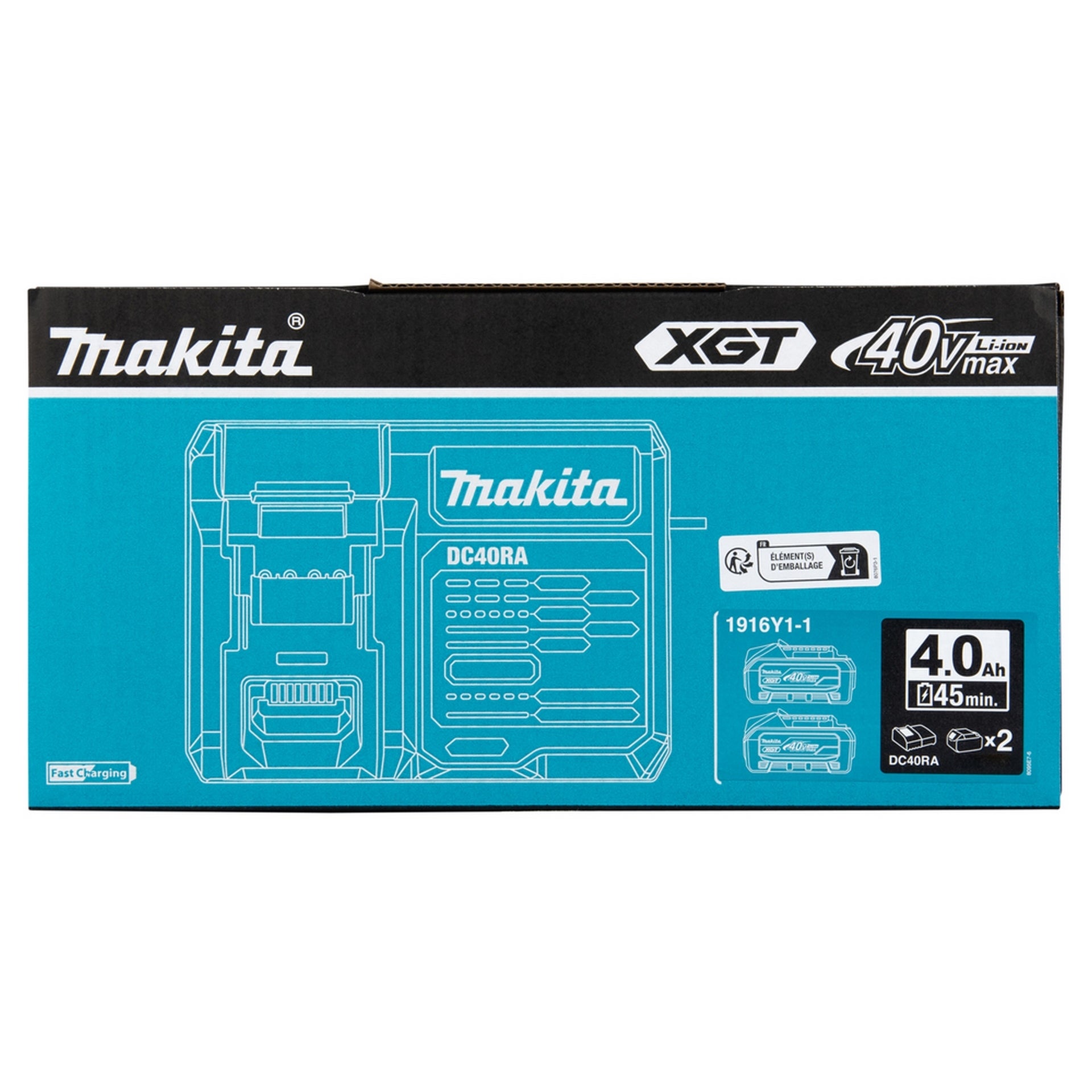 Makita Akku Power Source Kit XGT 2 x 4,0 Ah, XGT 40 V max 1916Y1-1