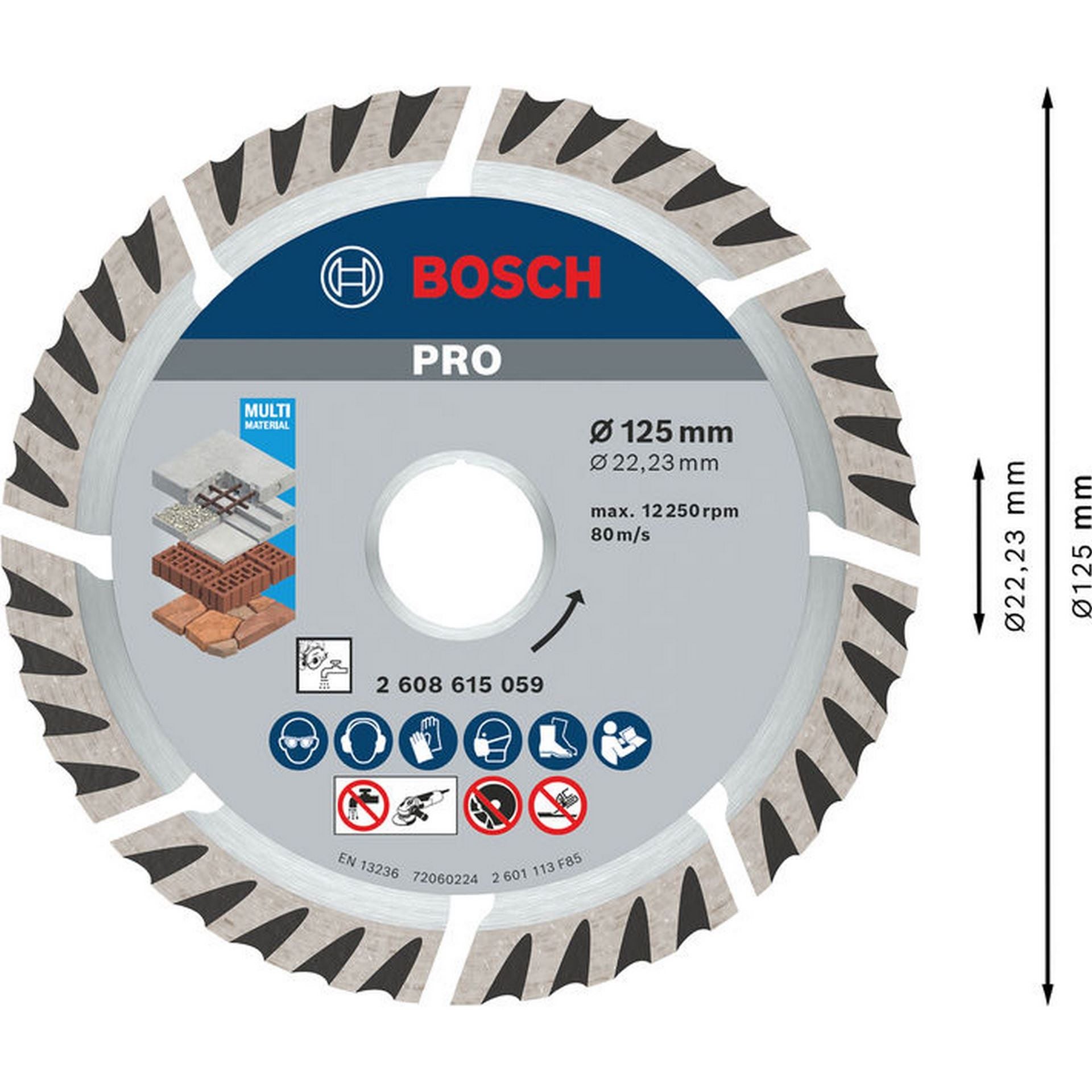 Bosch PRO Multi Material Diamanttrennscheibe, 125 x 22,23 mm, 10-tlg. #2608615060