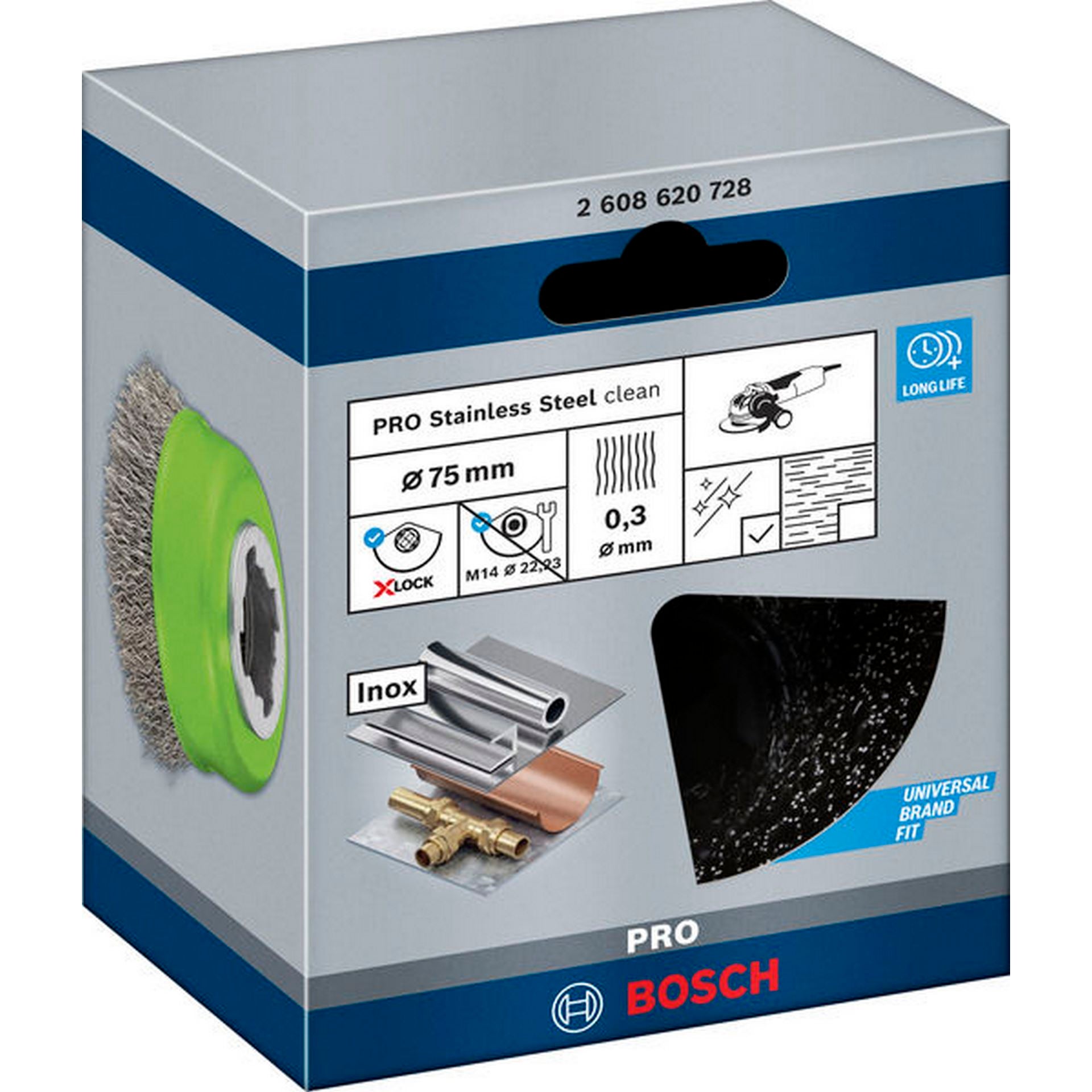 Bosch PRO Stainless Steel clean X-Lock Topfbürste, 75 x 0,3 mm #2608620728