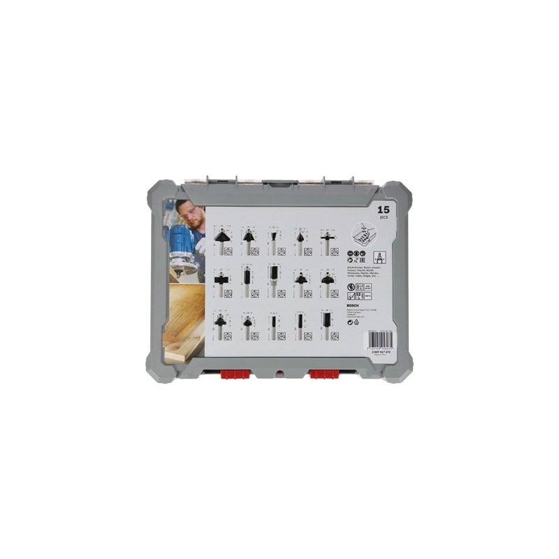 Bosch PRO Fräser-Set, gemischt, Schaft 8 mm, 15-tlg. #2607017472