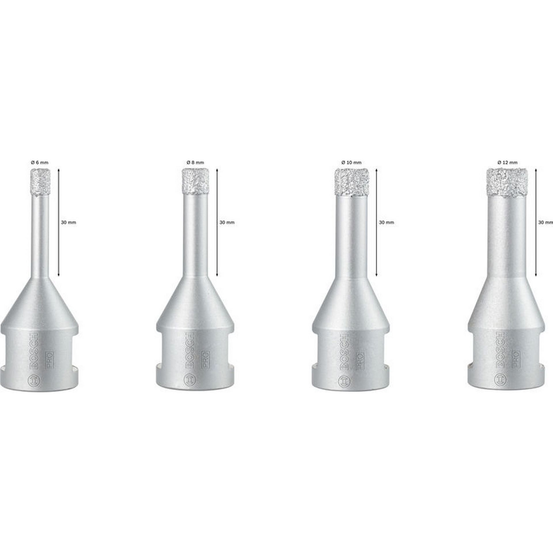 Bosch PRO Ceramic Trockenbohrkronen-Set, 6x30, 8x30, 10x30, 12x30 mm, M14, 4-tlg. #2607017579
