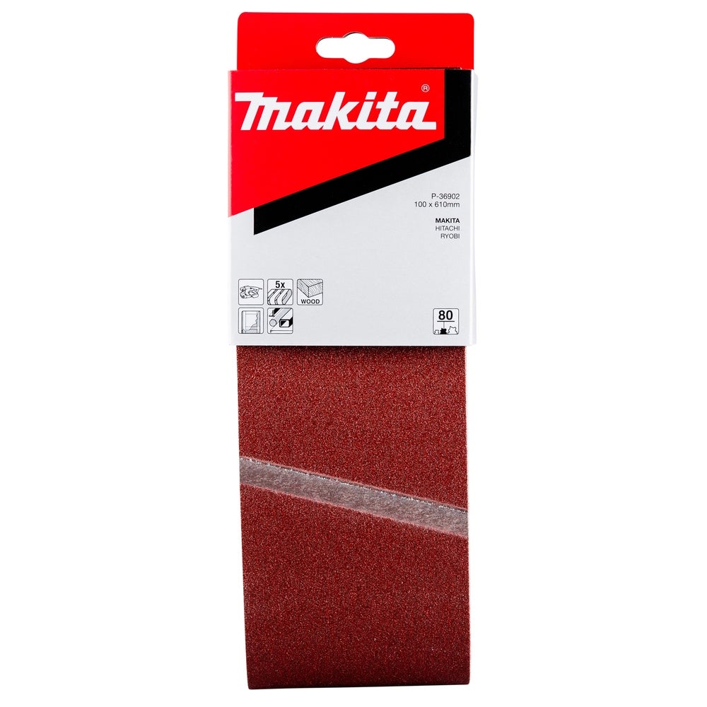 Makita Schleifband 100 x 610 mm/K80/5 Stk. #P-36902