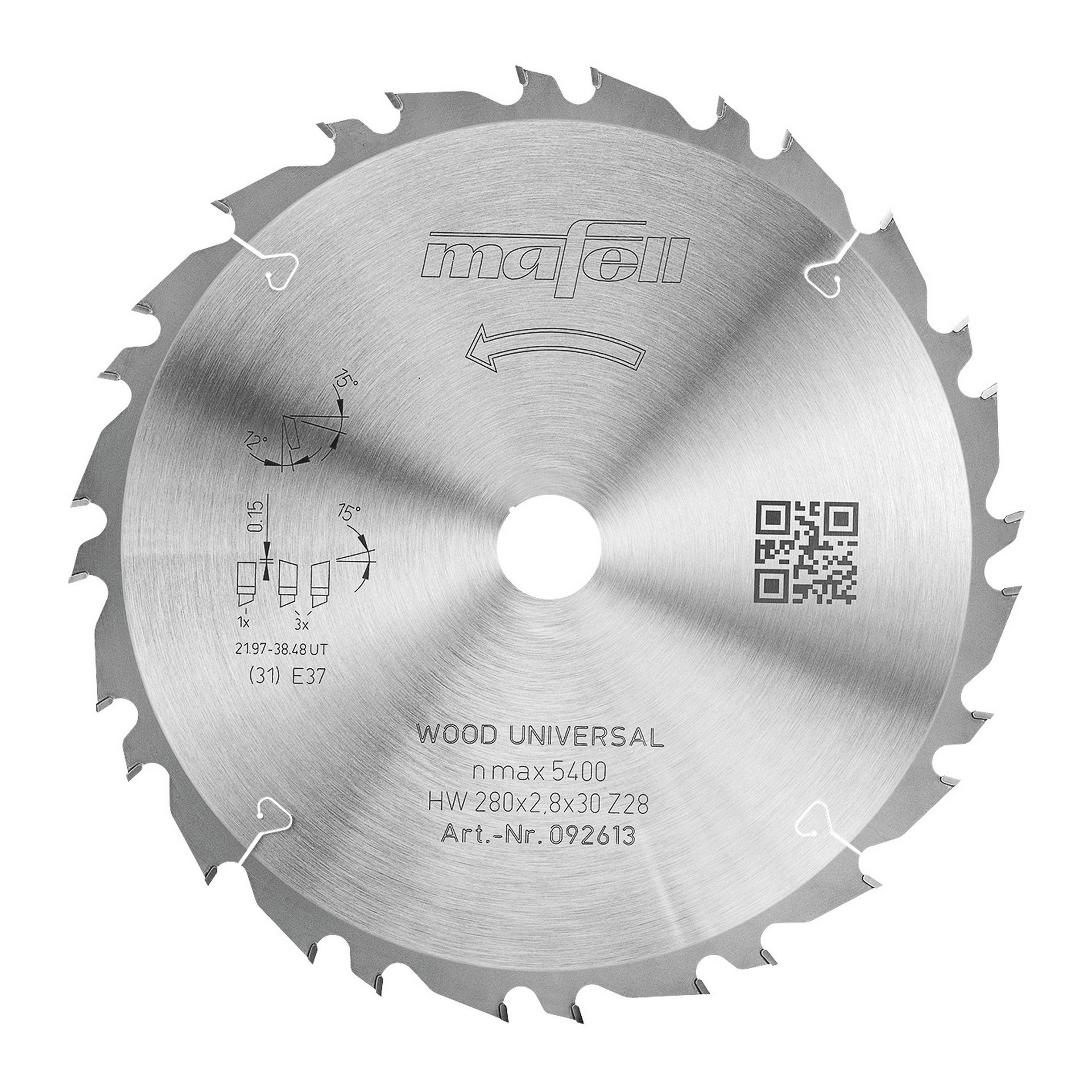 Mafell Sägeblatt KSB-WU 280 GT, HW, 280 x 2,8 x 30 mm, Z28-4, 3WZ/FZ, Wood Universal #092613