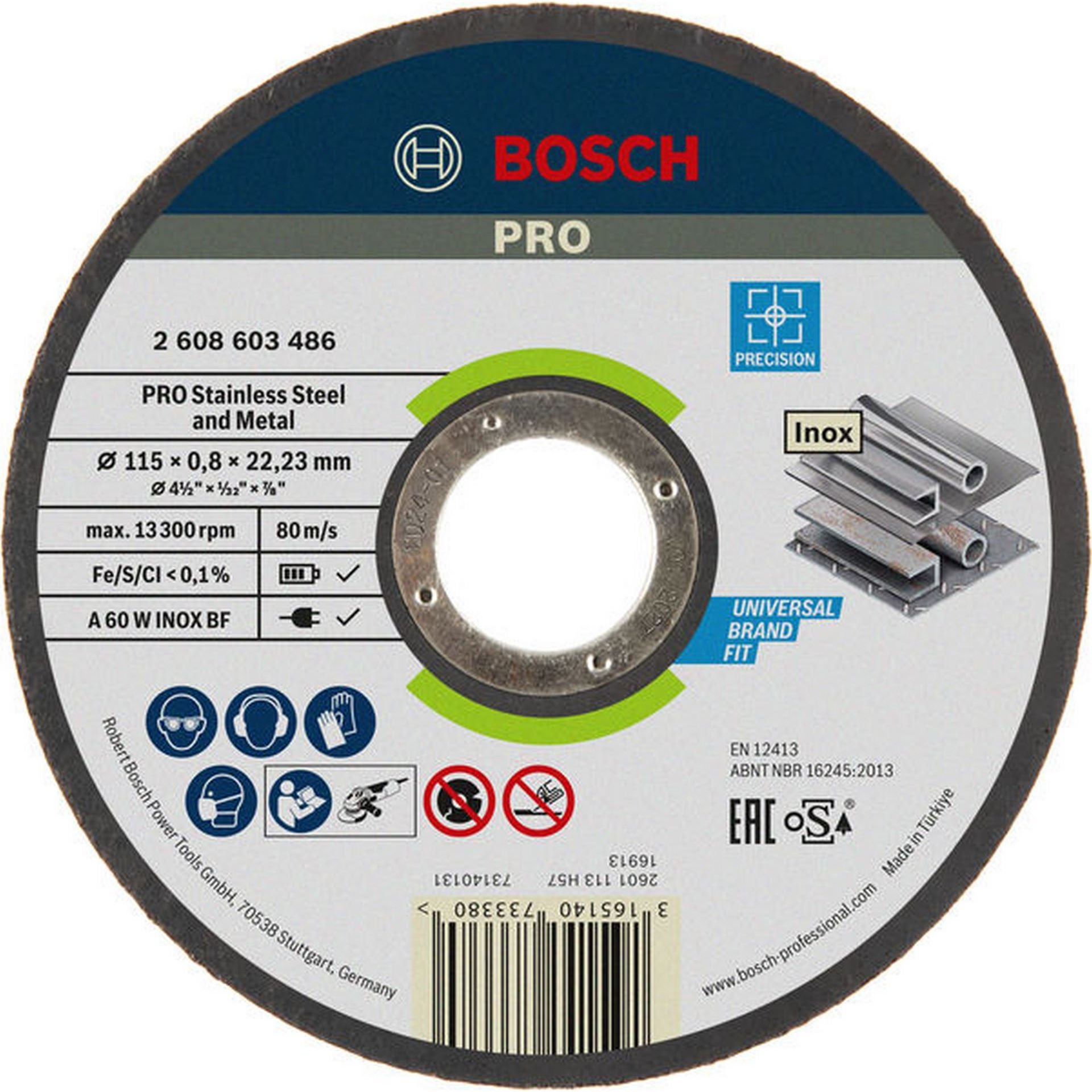 Bosch PRO Stainless Steel and Metal Trennscheibe, 115 x 0,8 x 22,23 mm #2608603486