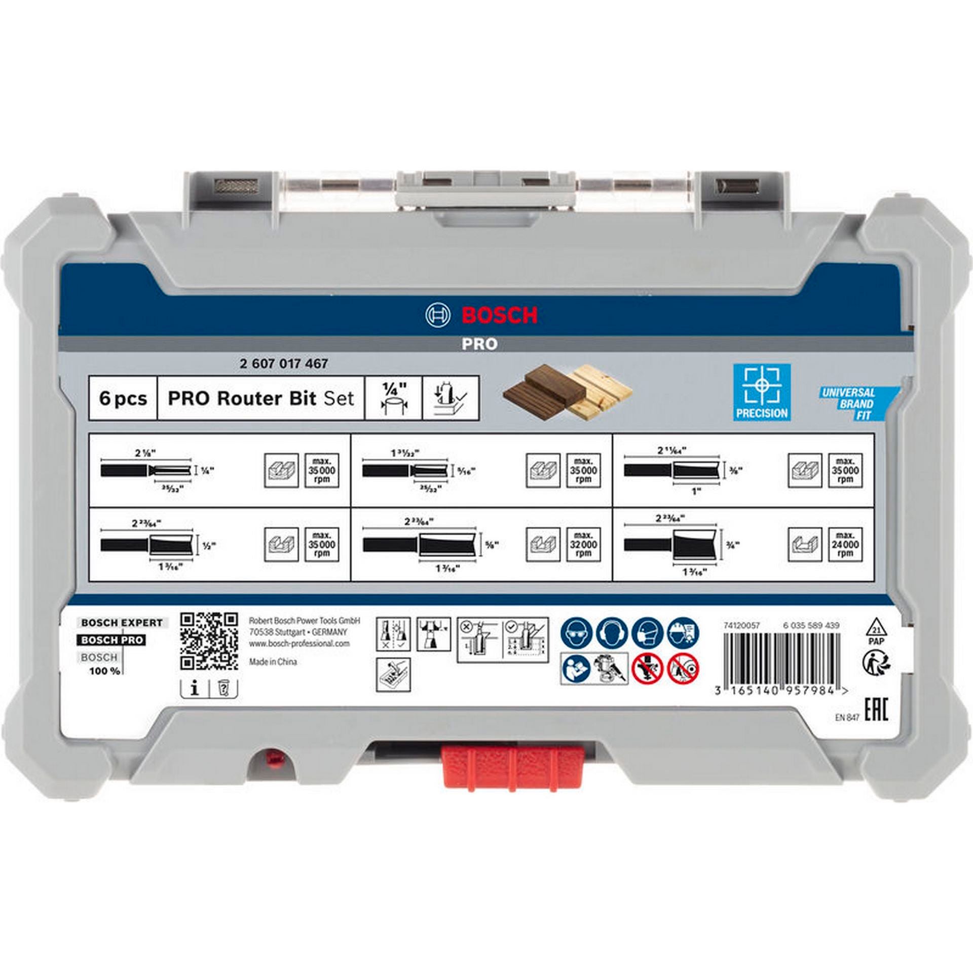 Bosch PRO Nutfräser- Set, Schaft 1/4", 6-tlg. #2607017467