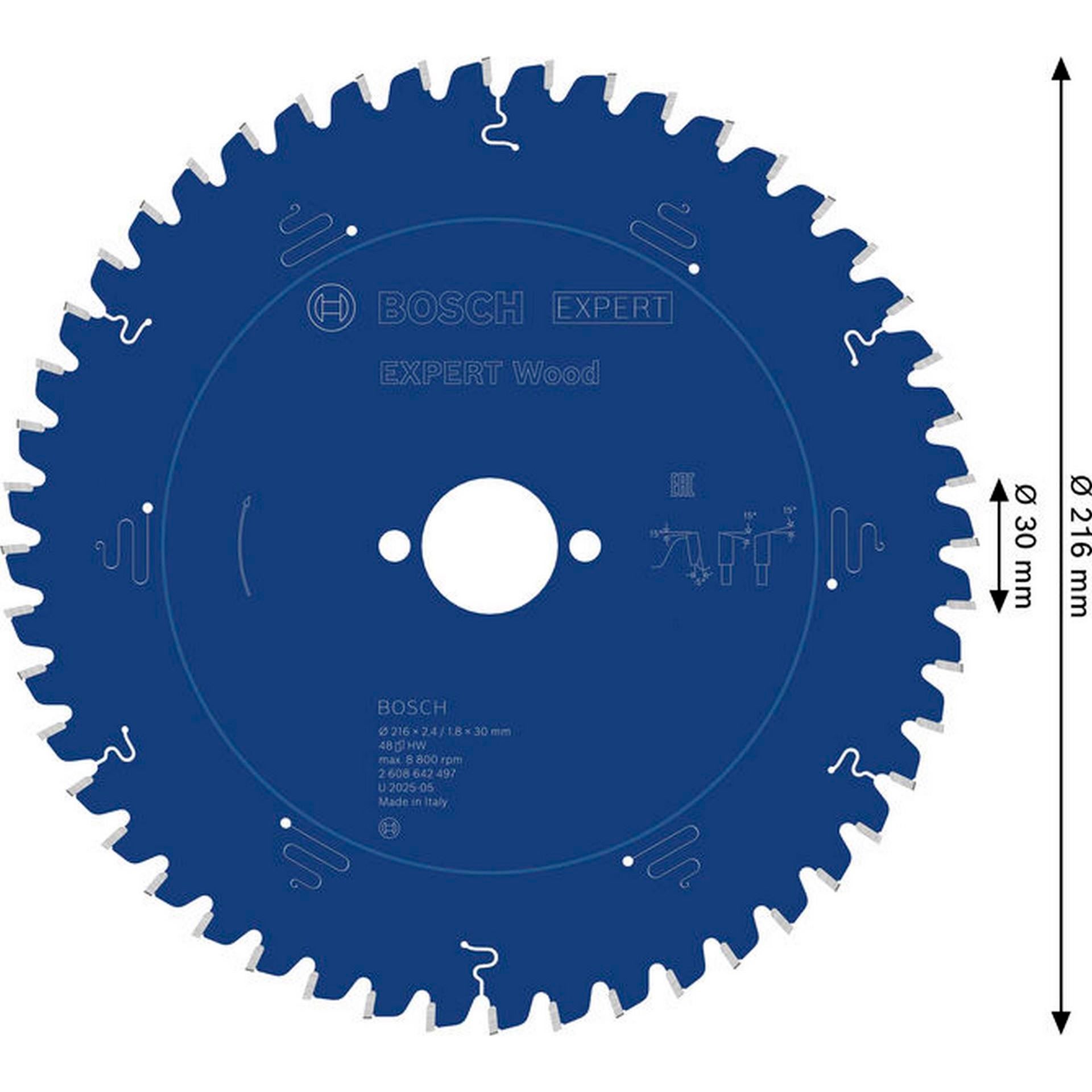 Bosch EXPERT Wood Kreissägeblatt, 216x2,4/1,8x30 mm, Z48 #2608642497