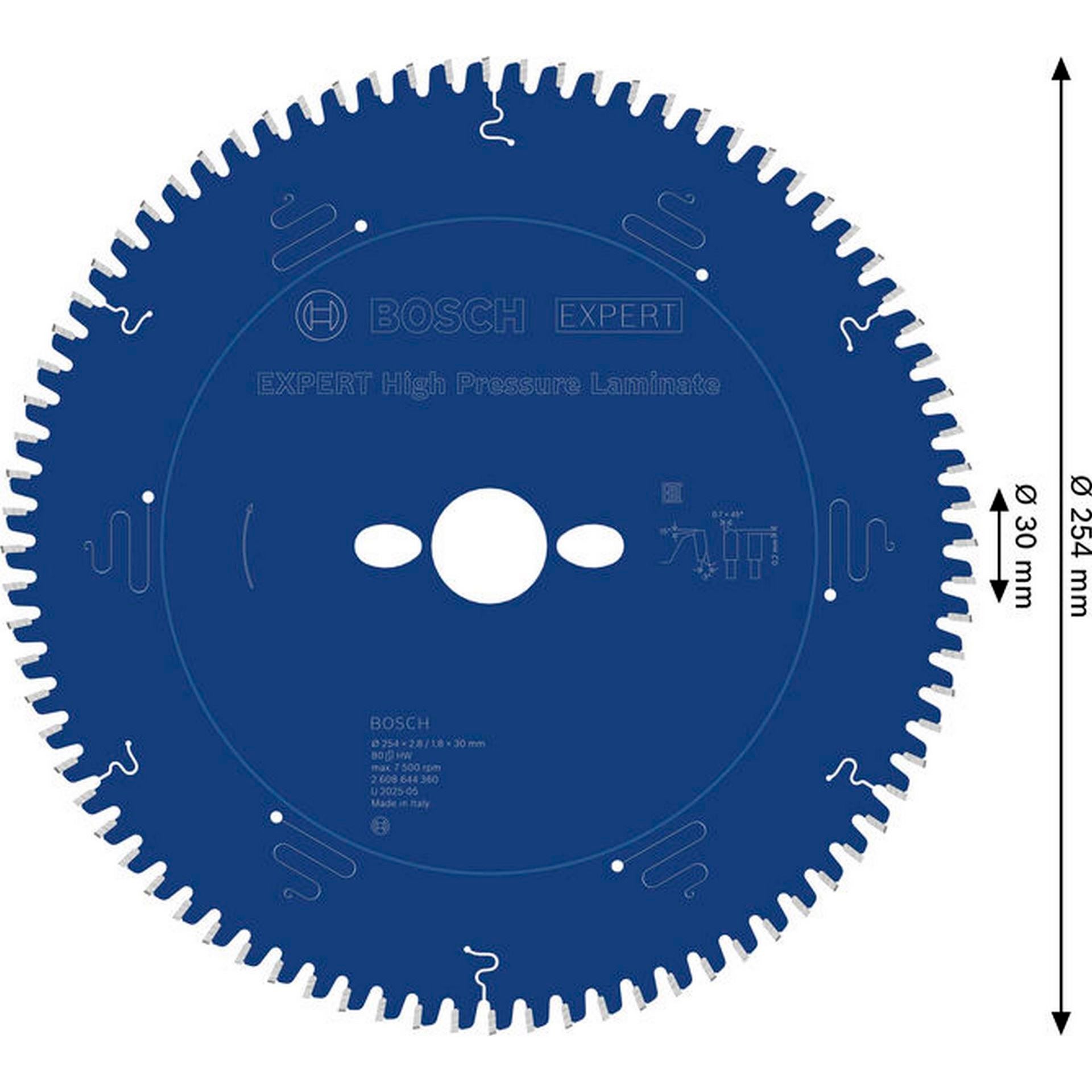 Bosch EXPERT High Pressure Laminate Kreissägeblatt, 254x2,8/1,8x30 mm, Z80 #2608644360