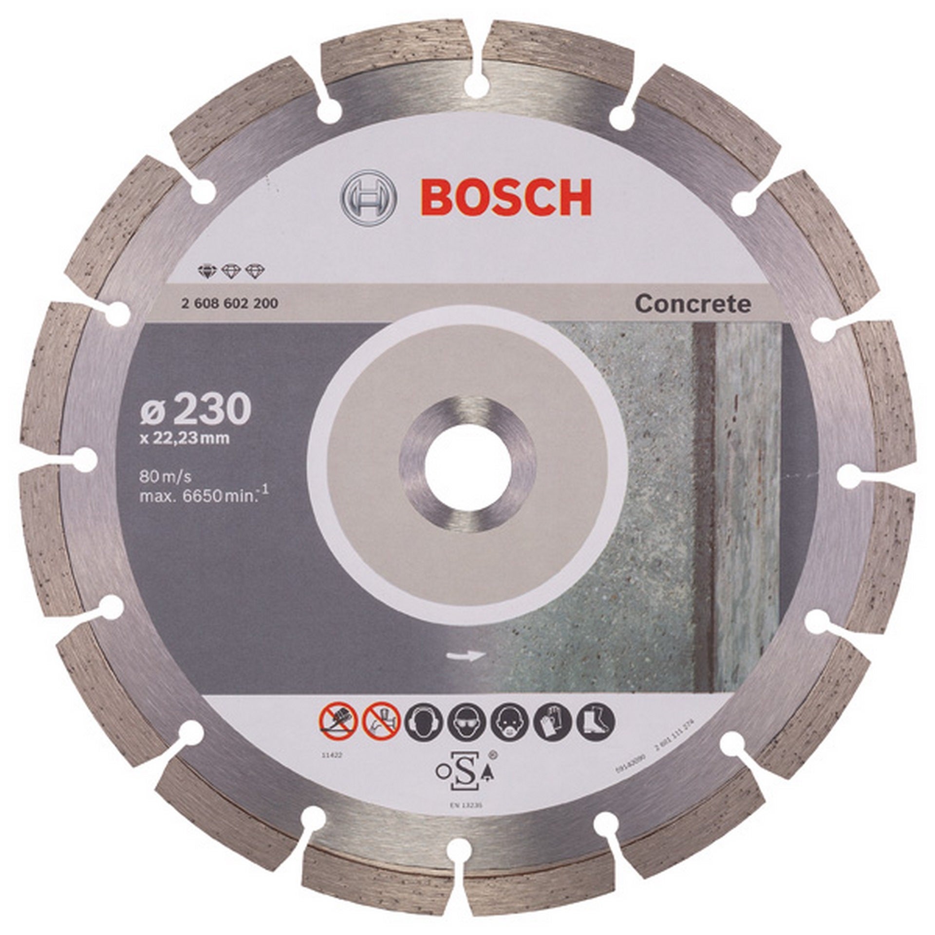 Bosch Diamanttrennscheibe Standard for Concrete, 230 x 22,23 x 2,3 x 10 mm, 1er-Pack #2608602200