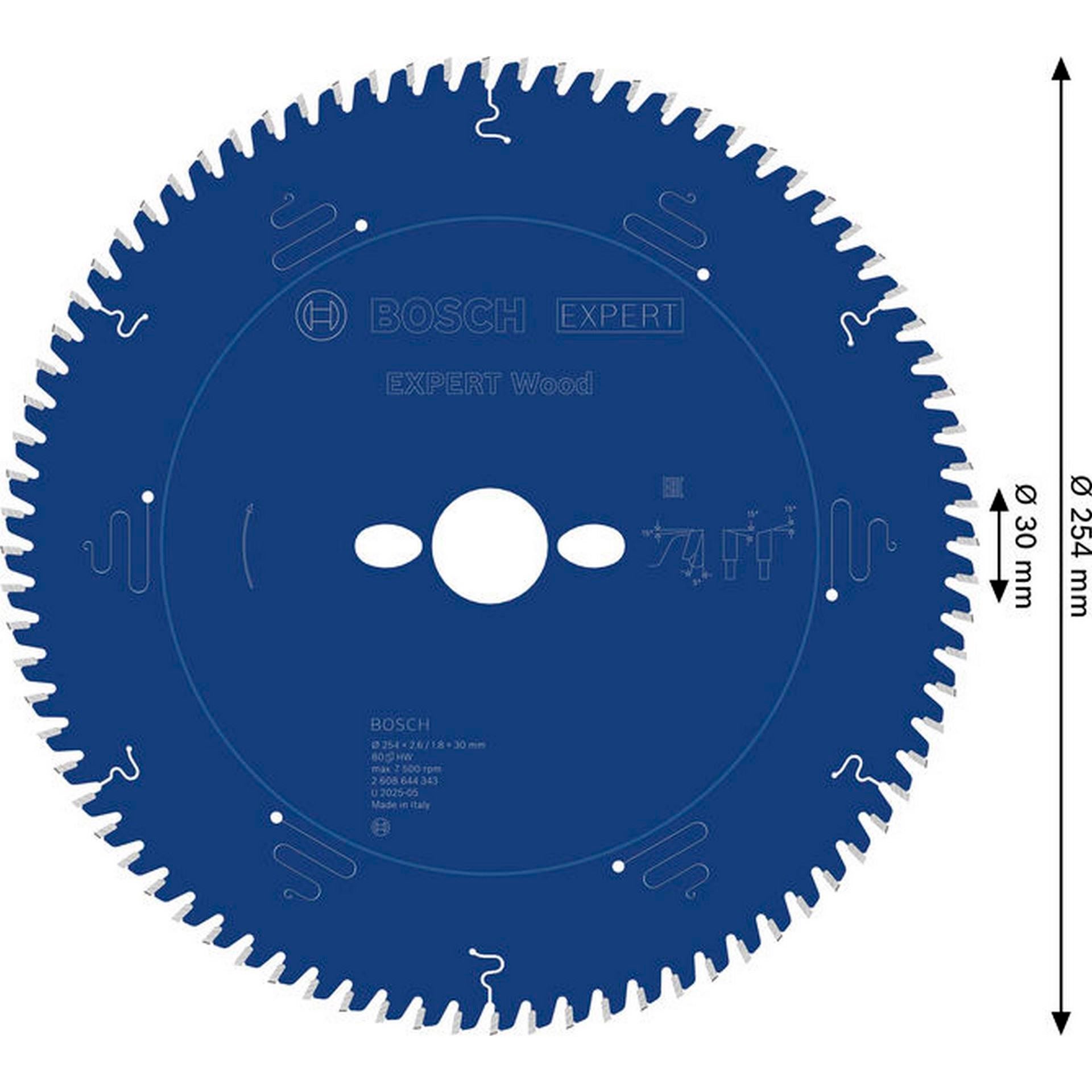 Bosch EXPERT Wood Kreissägeblatt, 254x2,6/1,8x30 mm, Z80 #2608644343