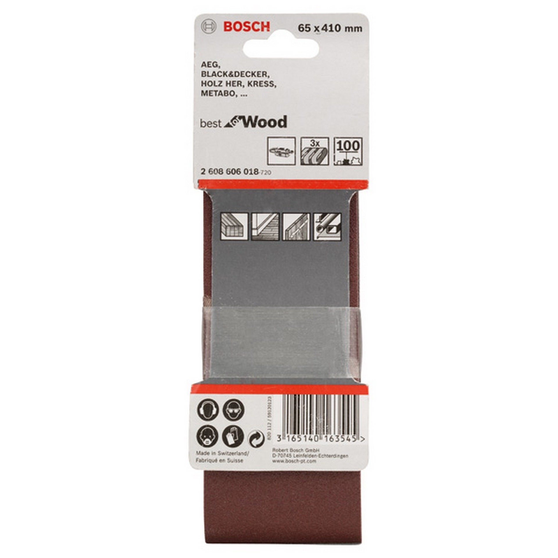 Bosch PRO X440 Schleifband, 65 x 410 mm, G100, 3-tlg. #2608606018