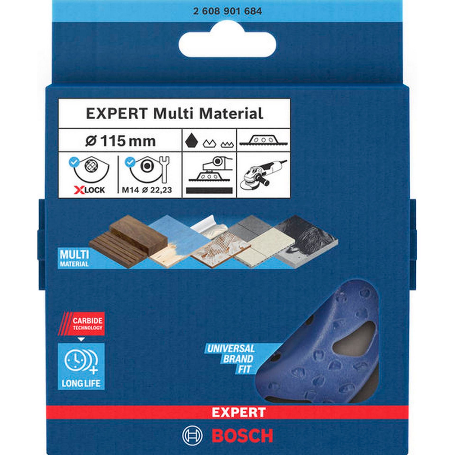 Bosch EXPERT Multi Material Carbide-Topfscheibe grob, flach, X-LOCK, 115 mm, 22,23 mm #2608901684