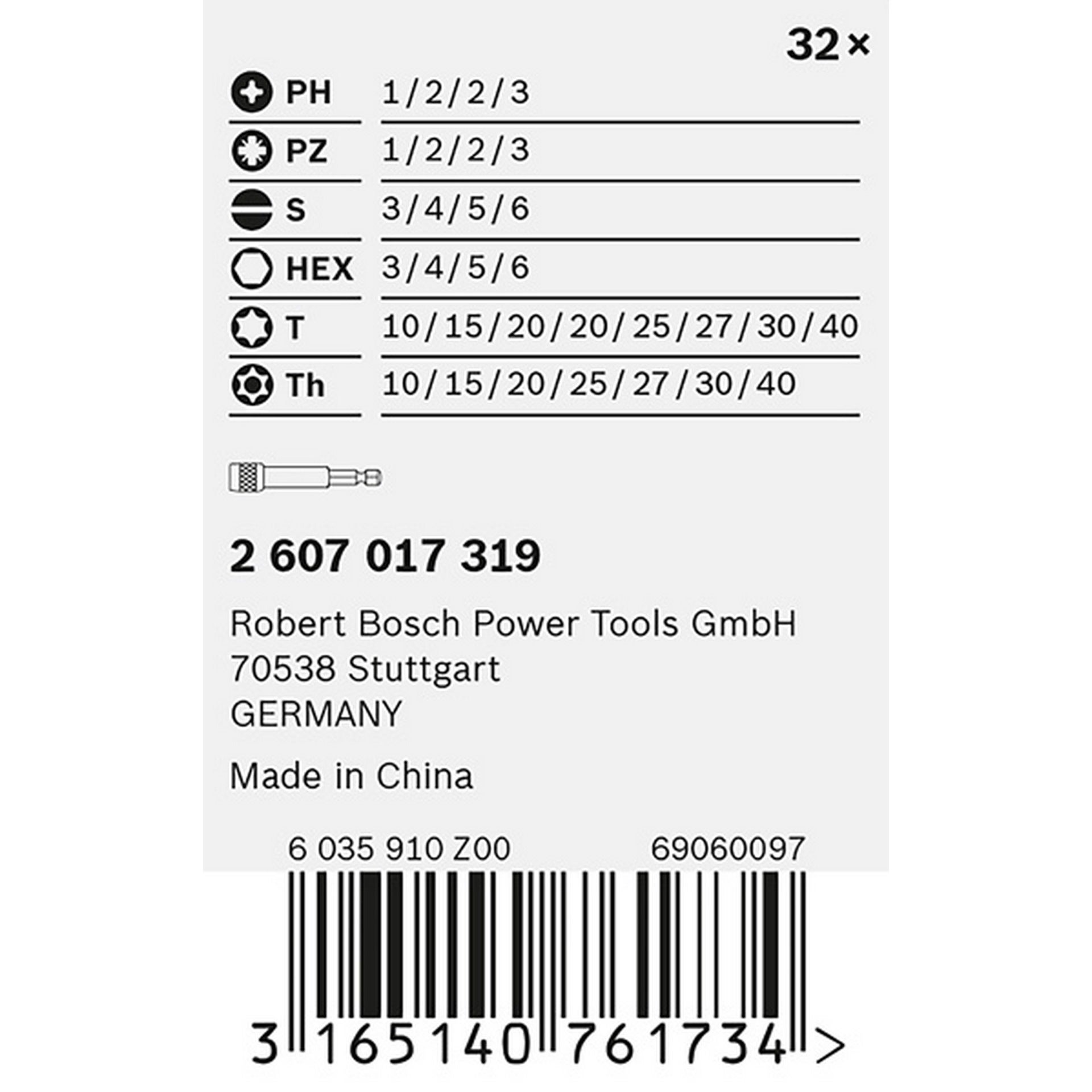 Bosch 32-tlg. Schrauberbit-Set, PH, PZ, H, T #2607017319