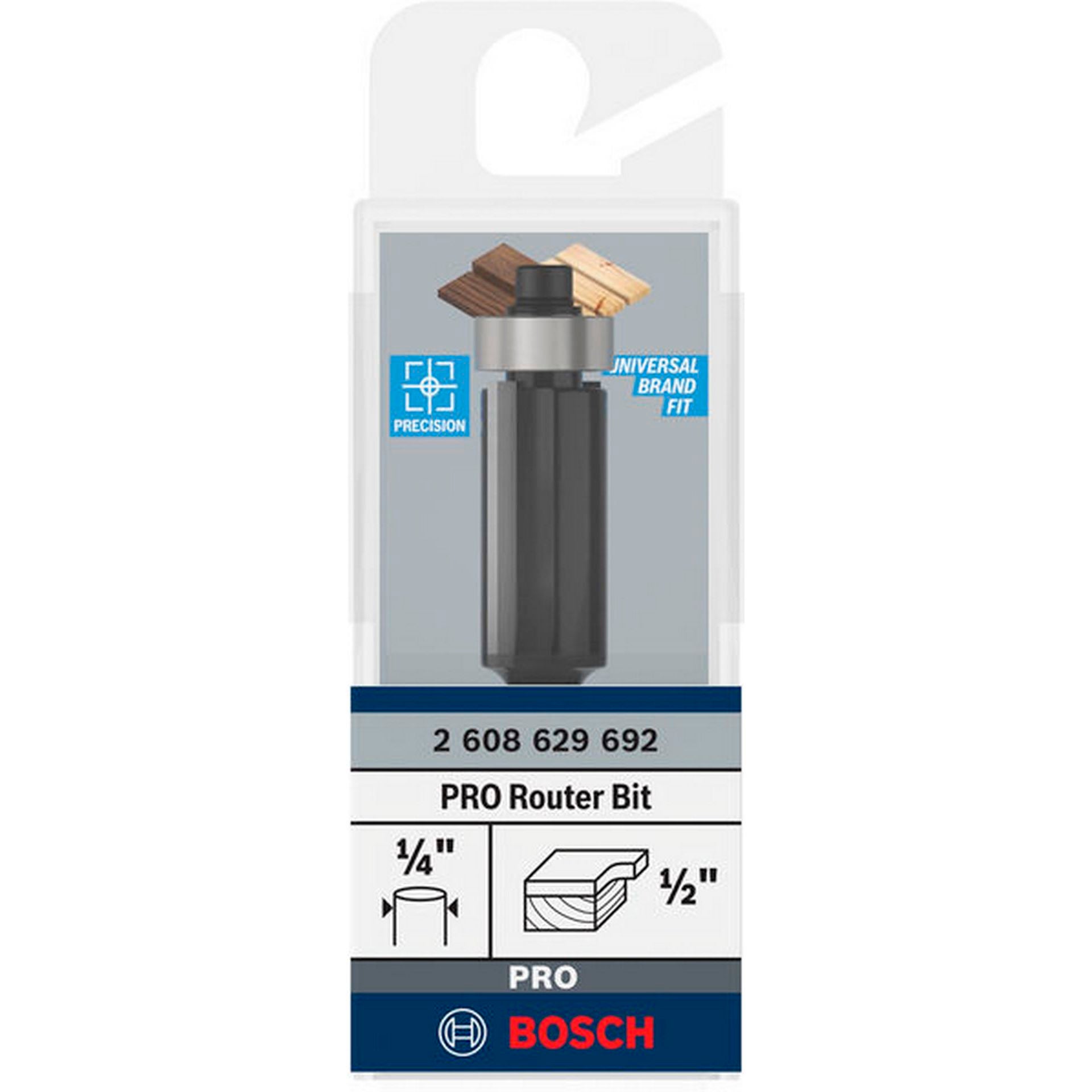 Bosch PRO Bündigfräser mit unterem Kugellager, D 1/2\", L 1\", S 1/4\" #2608629692