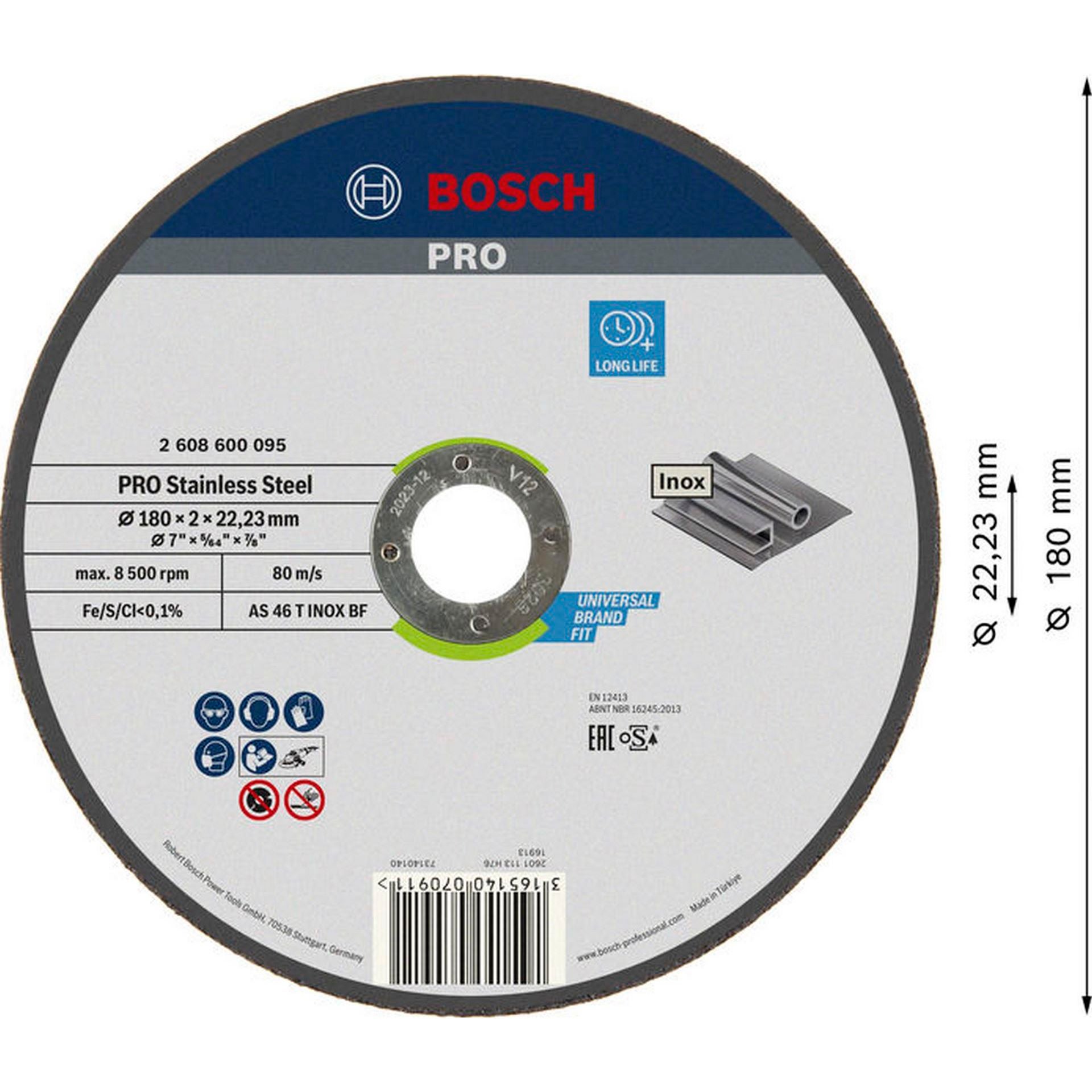 Bosch PRO Stainless Steel Trennscheibe, 180 x 2 x 22,23 mm #2608600095