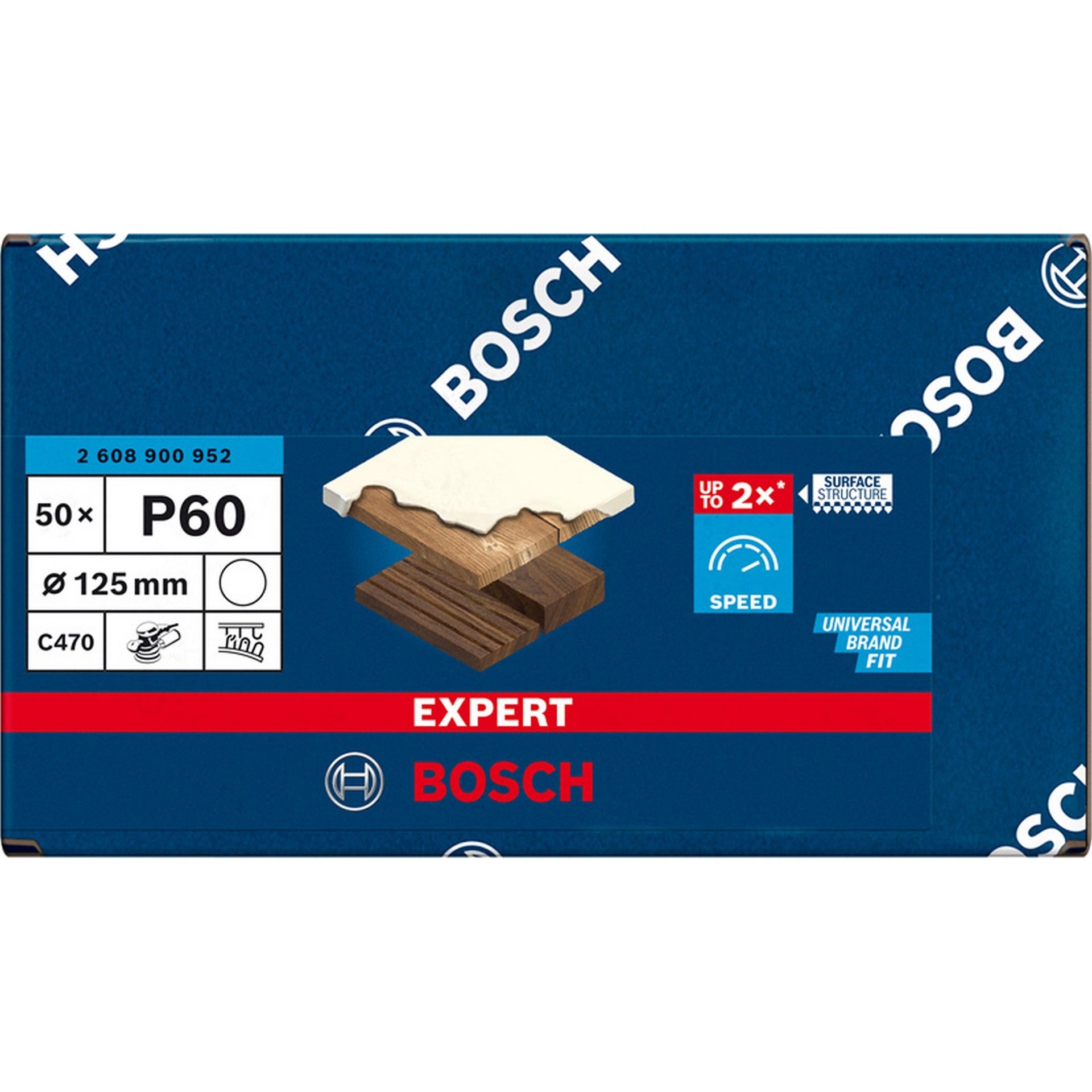 Bosch EXPERT C470 Schleifblatt, 125mm, K60, keine Löcher, 50-tlg. #2608900952