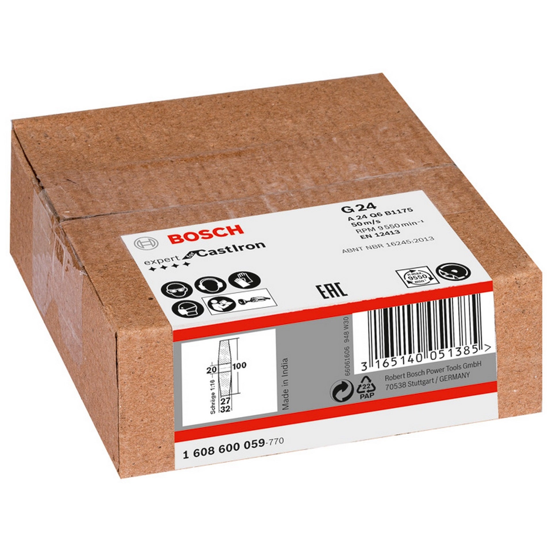 Bosch PRO Metal Schleifscheibe, 100 x 27 x 20 mm, K24 #1608600059