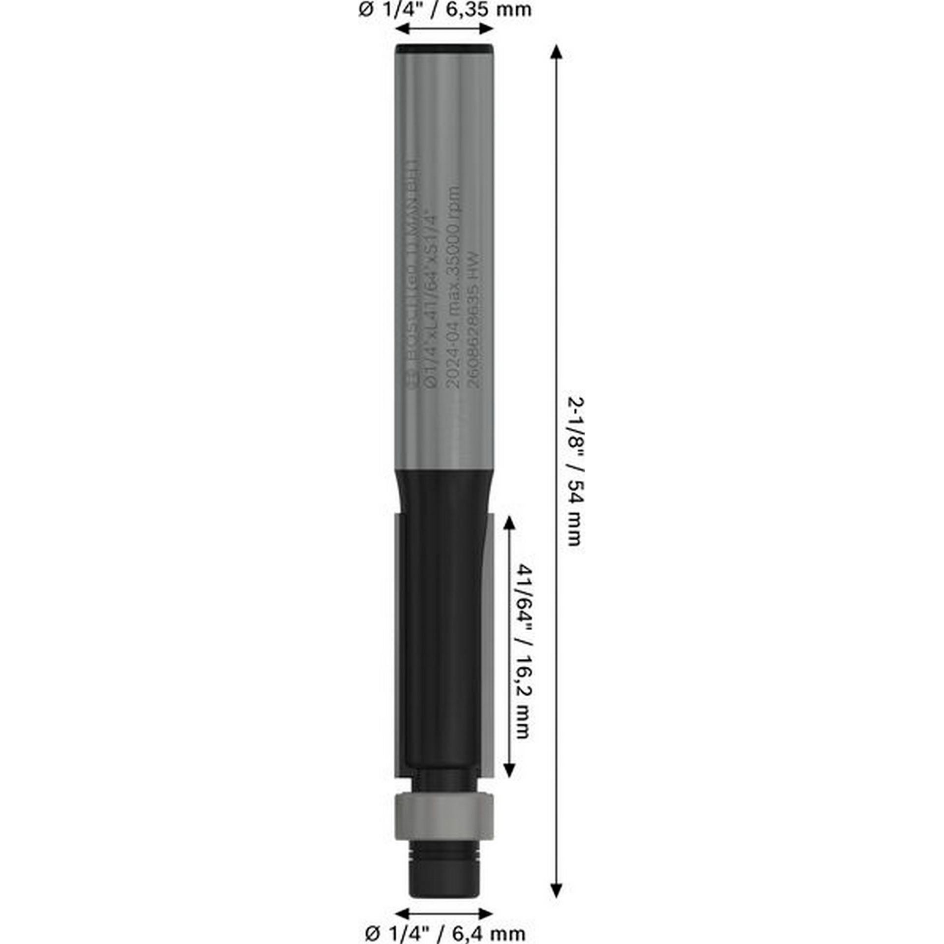 Bosch PRO Bündigfräser mit unterem Kugellager, D 1/4", L 21/32", S 1/4" #2608628635