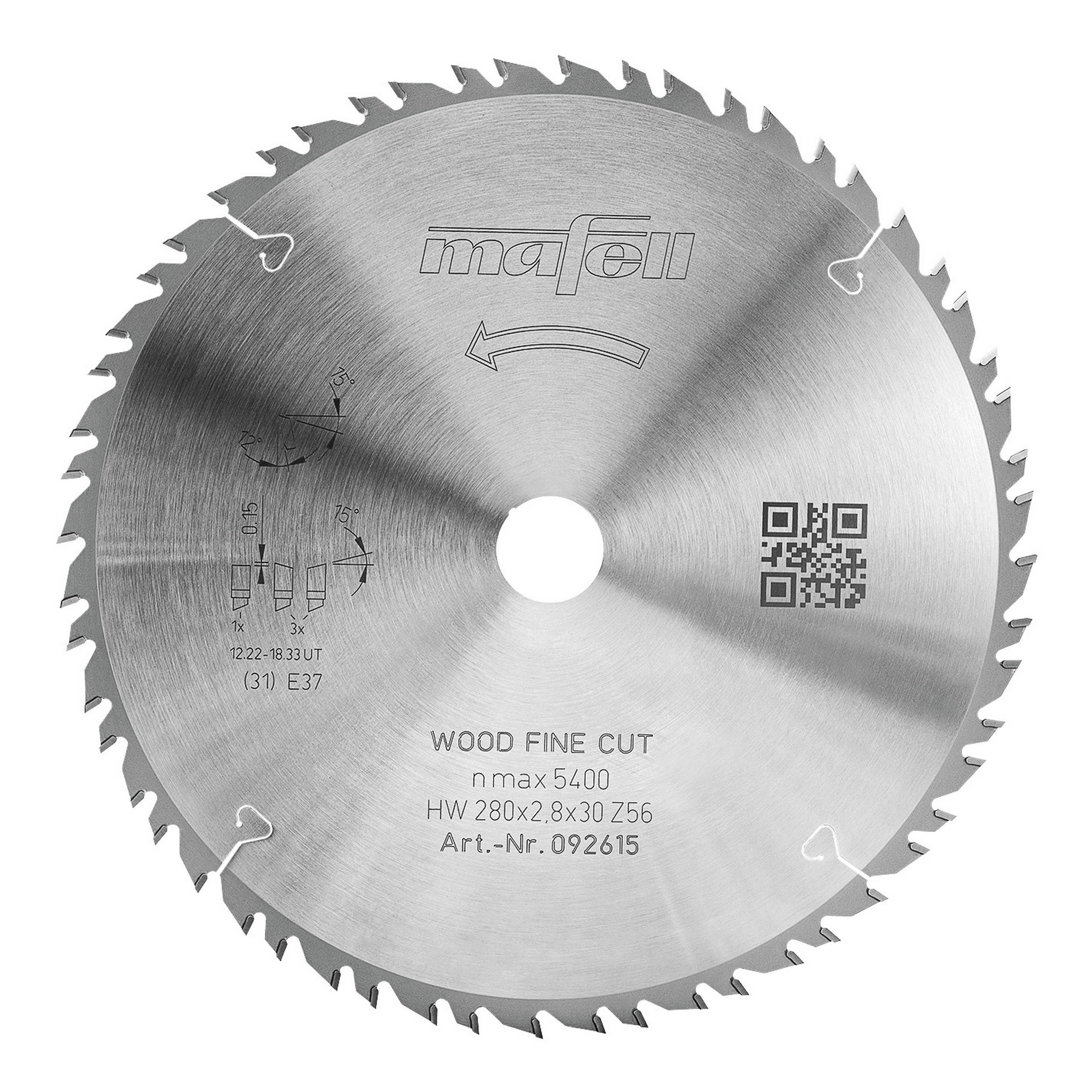 Mafell Sägeblatt KSB-WF 280 GT, HW, 280 x 2,8 x 30 mm, Z56-8, 3WZ/FZ, Wood Fine Cut #092615