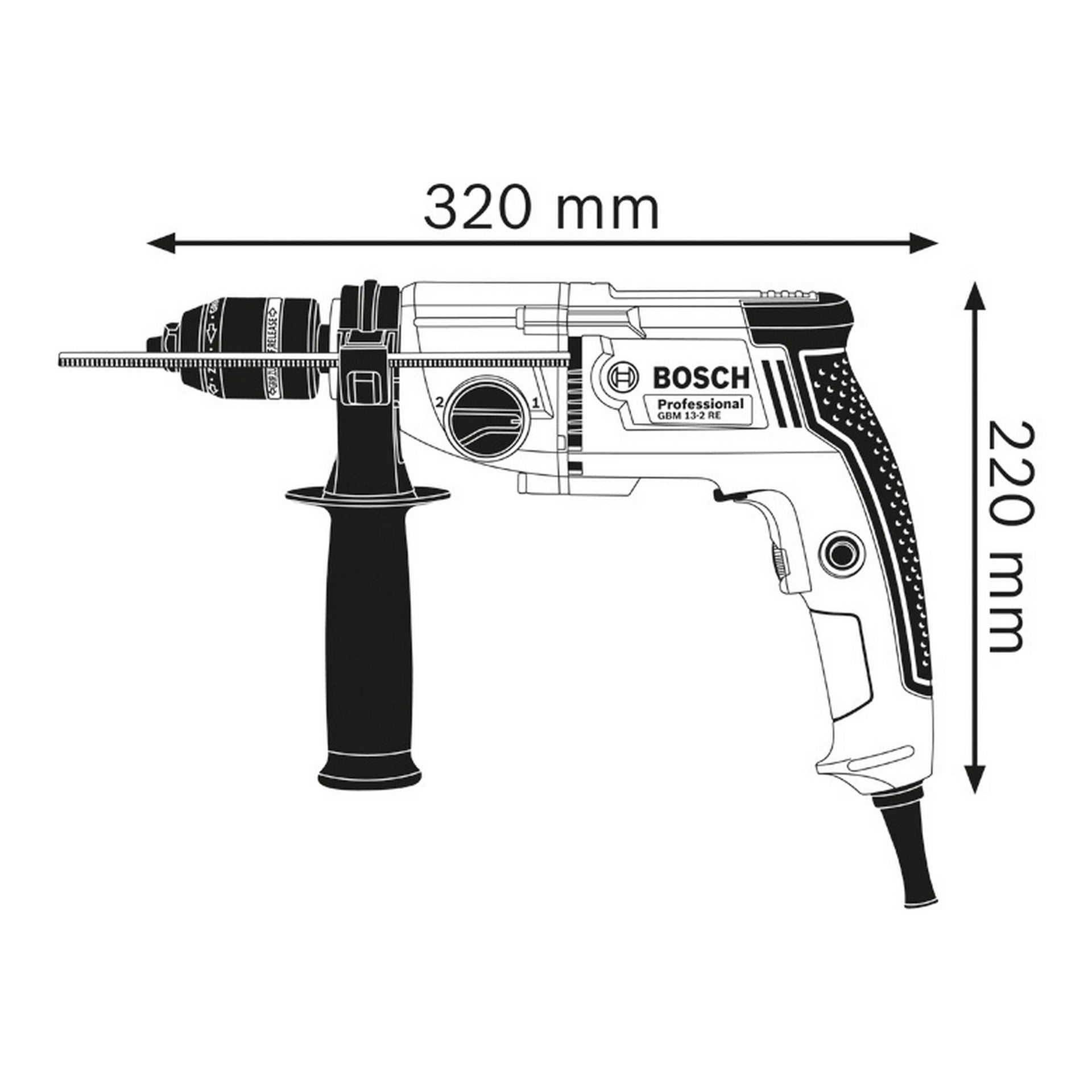 Bosch Bohrmaschine GBM 13-2 RE, Schnellspannbohrfutter, 1,5 - 13 mm #06011B2002