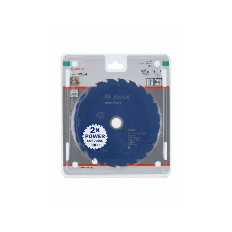 Bosch Kreissägeblatt für Akkusägen Expert for Wood, 190 x 1,5/1 x 30, 24 Zähne #2608644513