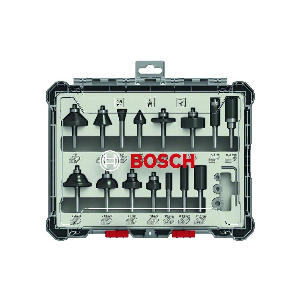 Bosch PRO Fräser-Set, gemischt, Schaft 6 mm, 15-tlg. #2607017471