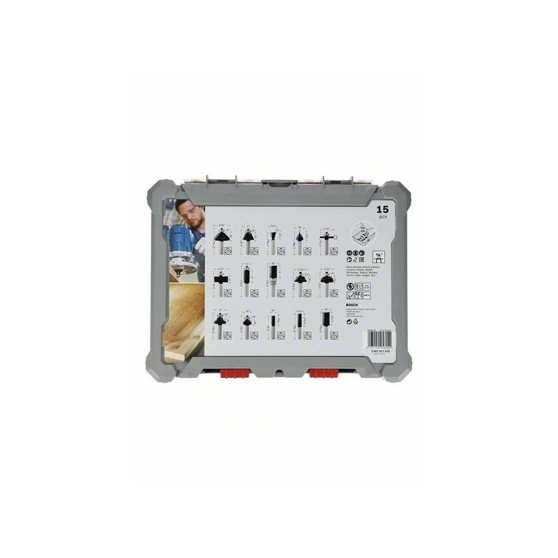 Bosch PRO Fräser-Set gemischt, Schaft 1/4", 15-tlg. #2607017473