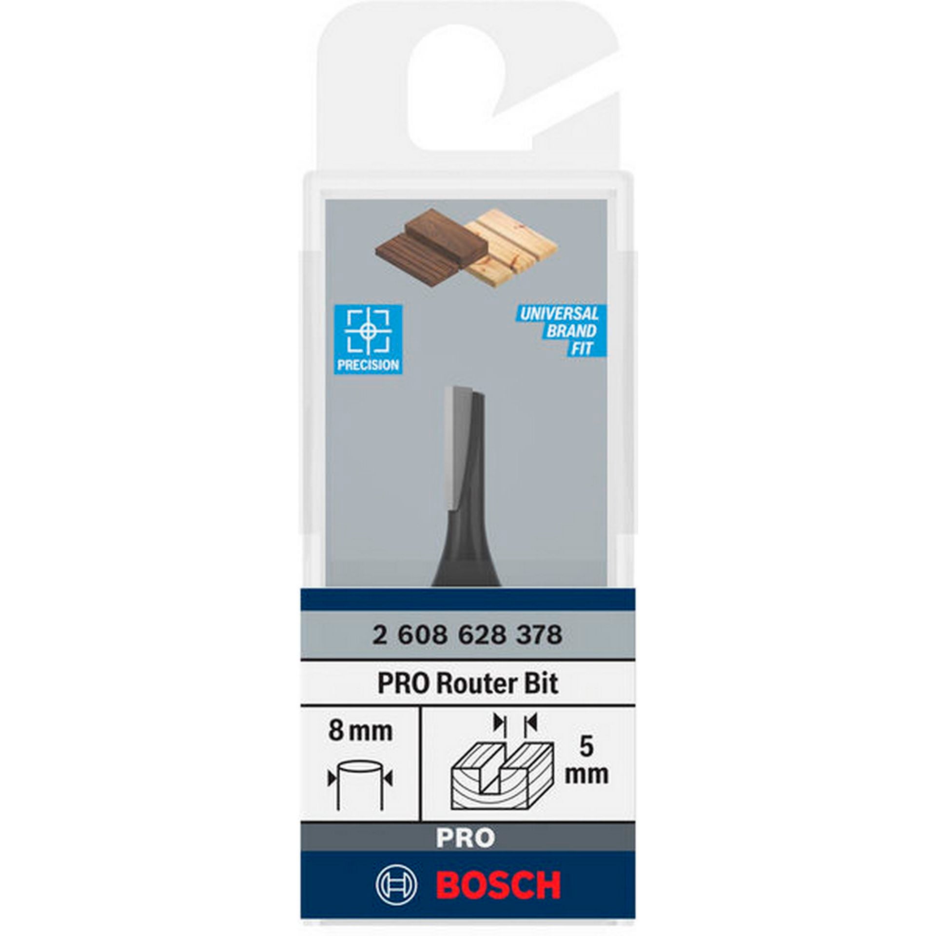 Bosch PRO Nutfräser, einschneidig, D 5 mm, L 12,7 mm, S 8 mm #2608628378
